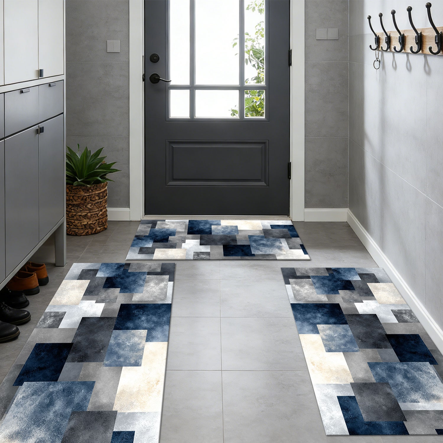 Set Of 3 Kitchen Rugs Non-slip Washable Abstract Pattern Mats_voghion.com