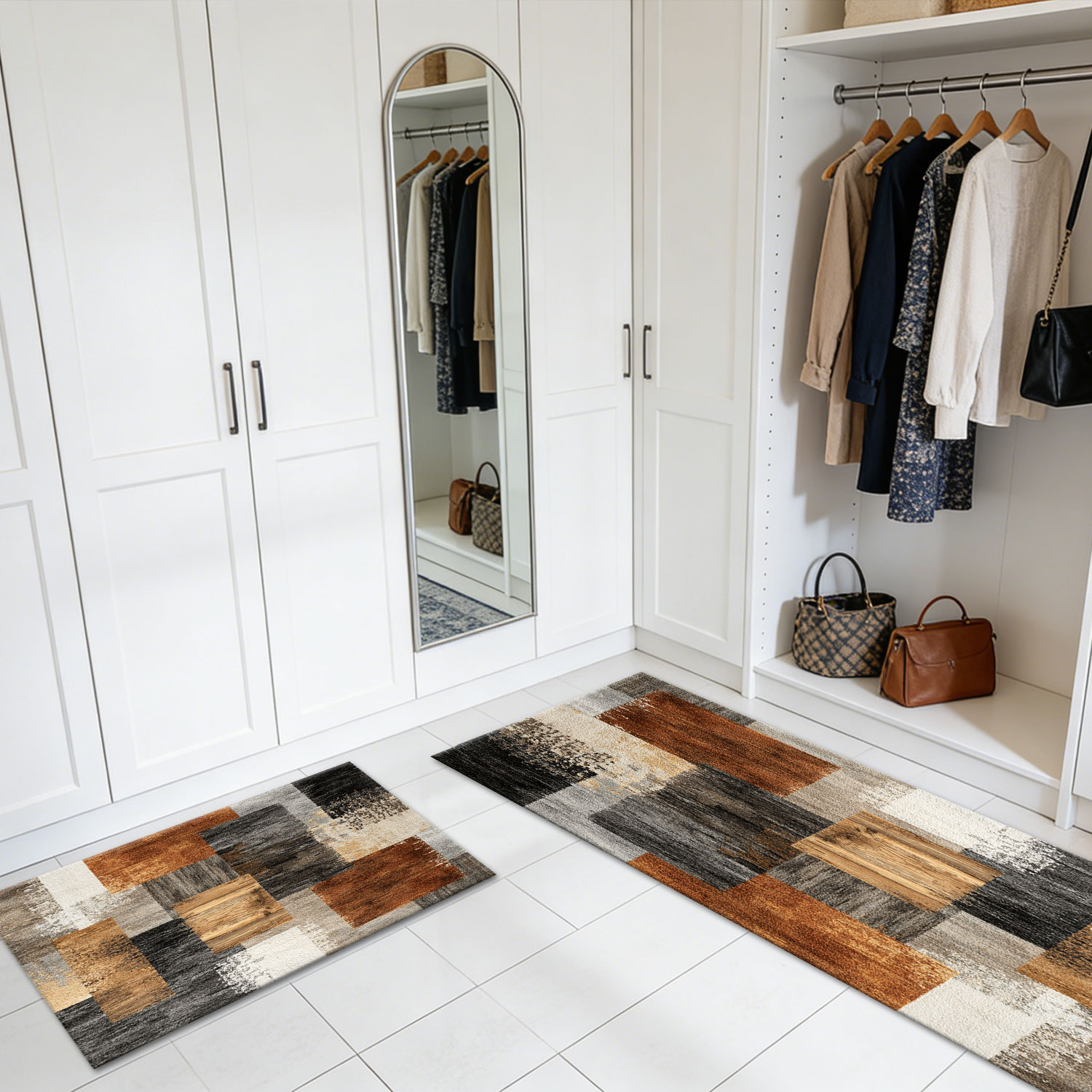 Three-piece Kitchen Rug Set Non-slip Washable Abstract Design_voghion.com
