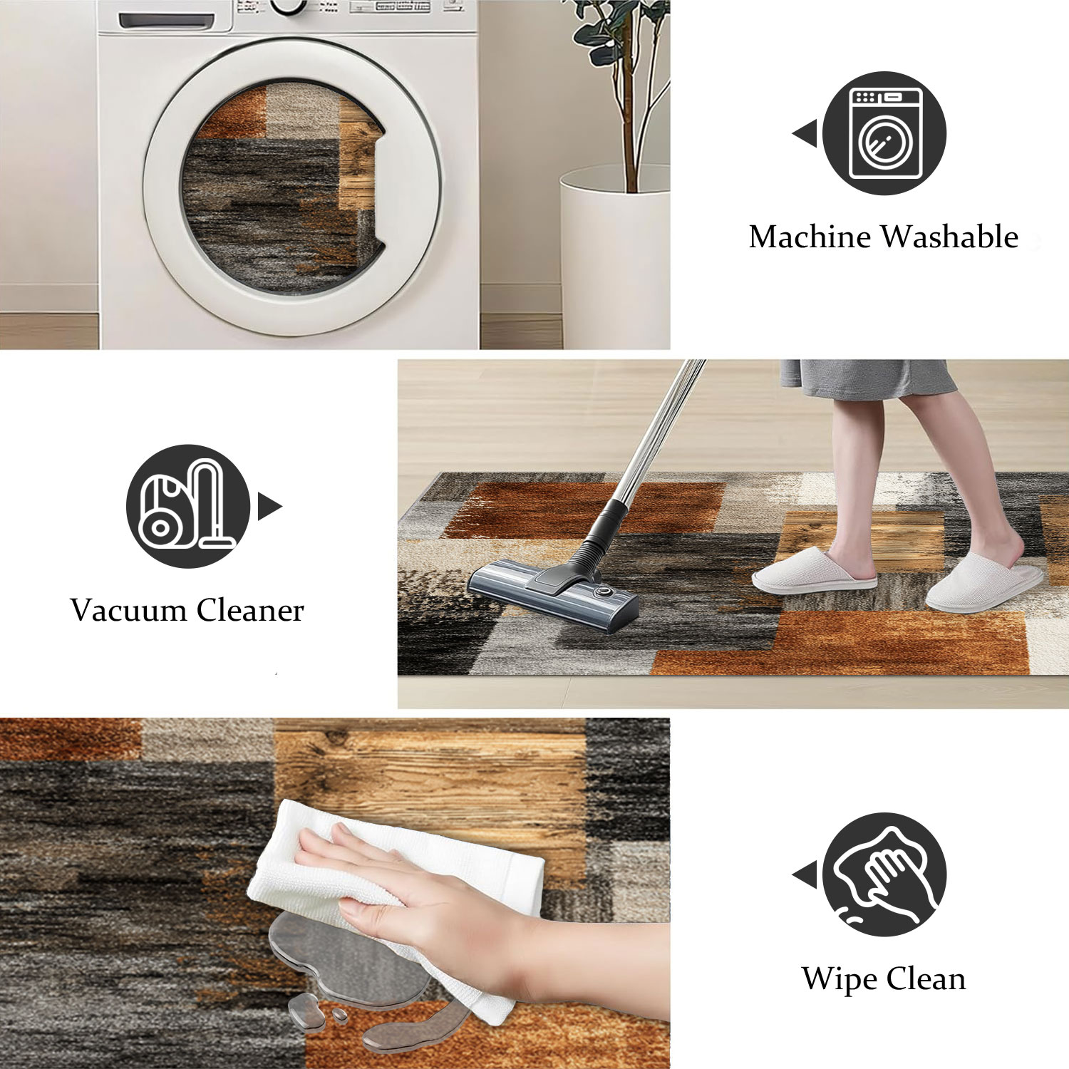 Three-piece Kitchen Rug Set Non-slip Washable Abstract Design_voghion.com
