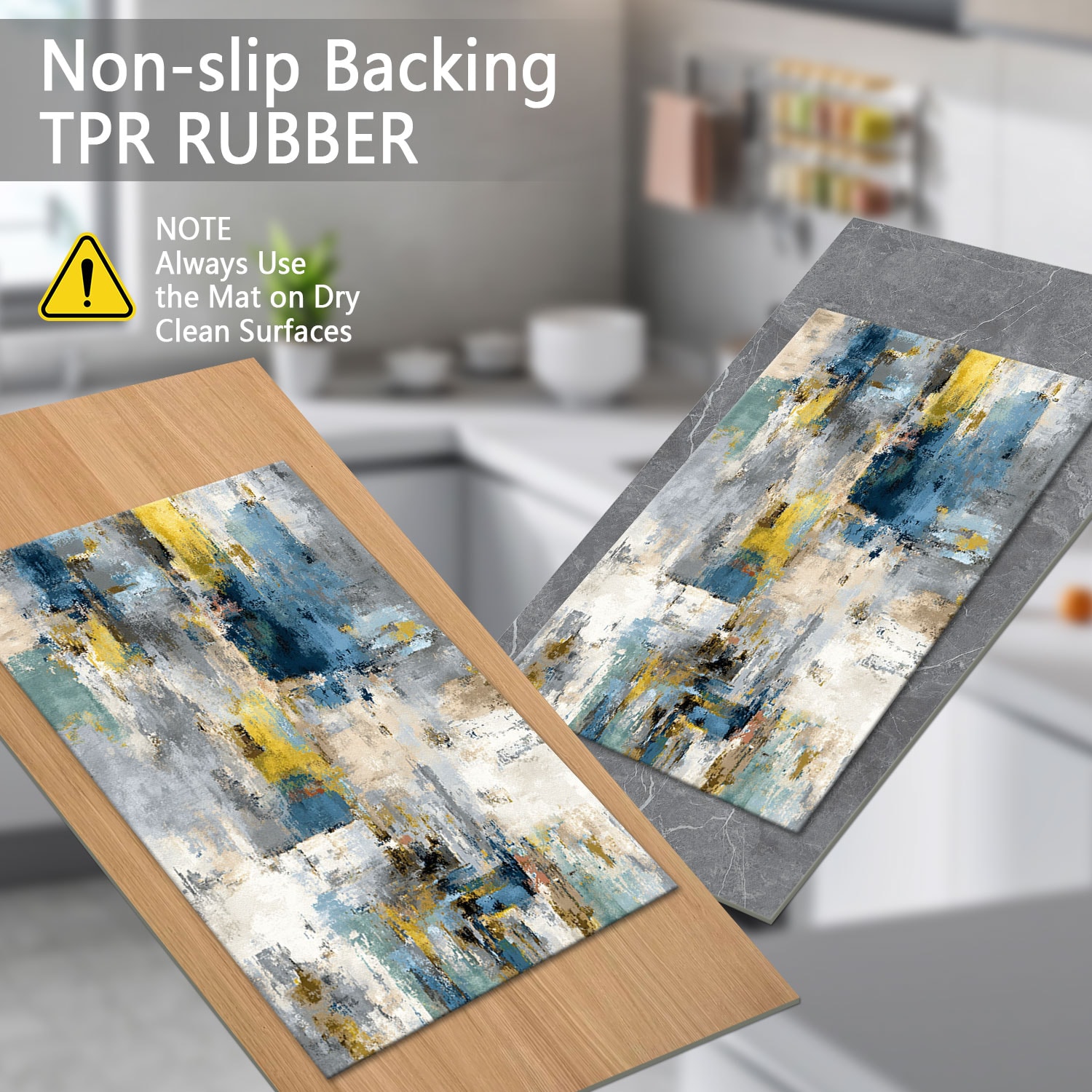 Three-piece Kitchen Rug Set Non-slip Washable Abstract Floor Mats_voghion.com