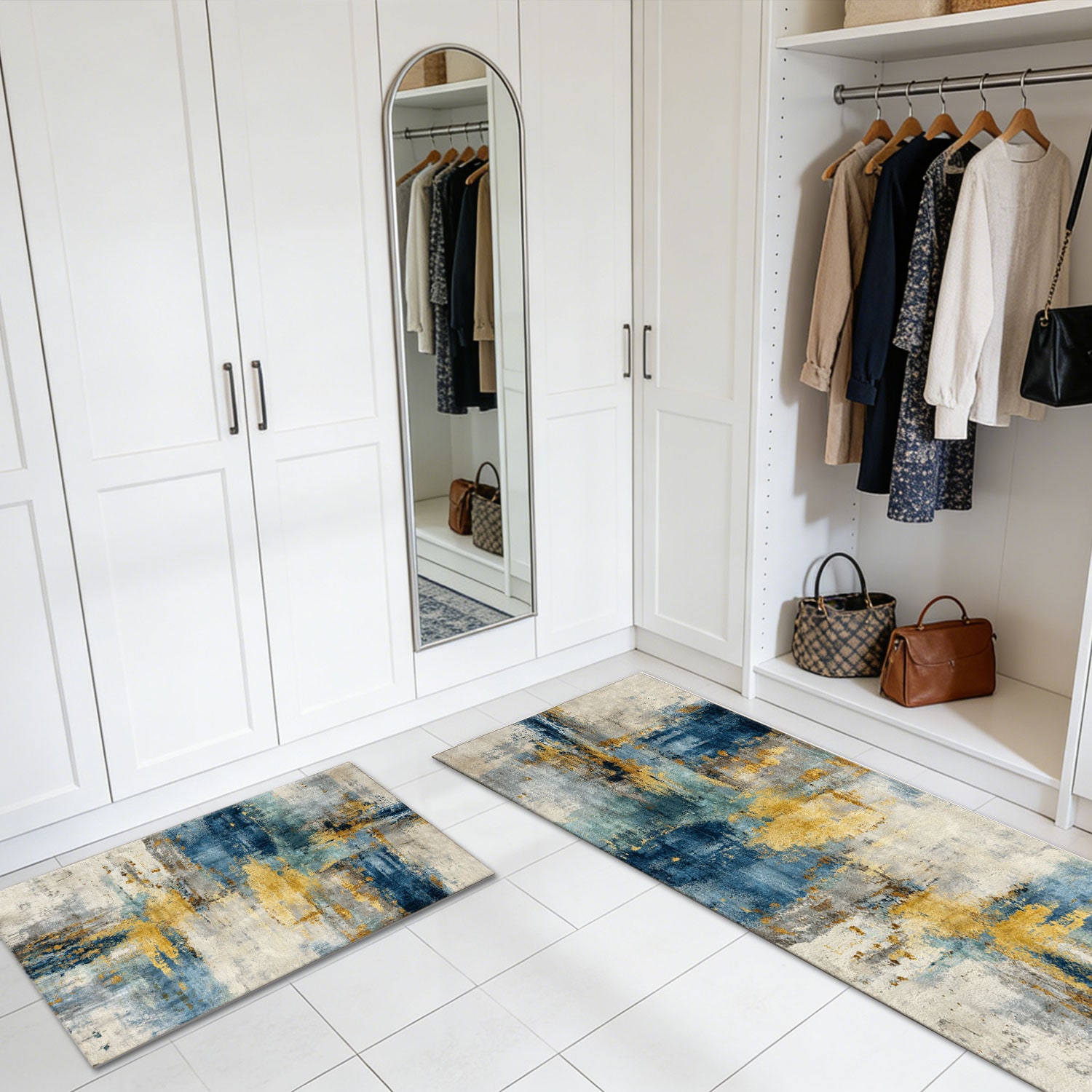 Three-piece Kitchen Rug Set Non-slip Abstract Pattern Floor Mats_voghion.com