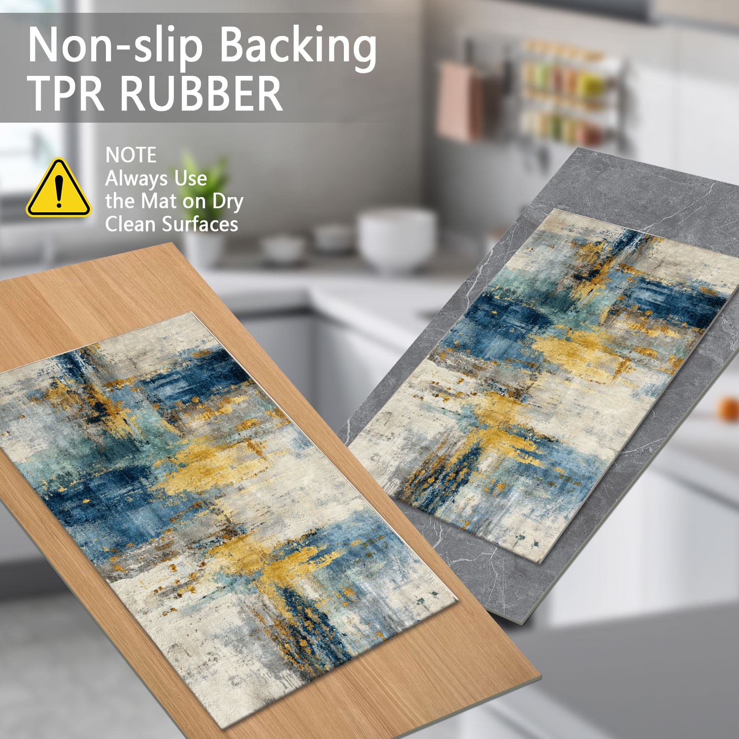 Three-piece Kitchen Rug Set Non-slip Abstract Pattern Floor Mats_voghion.com