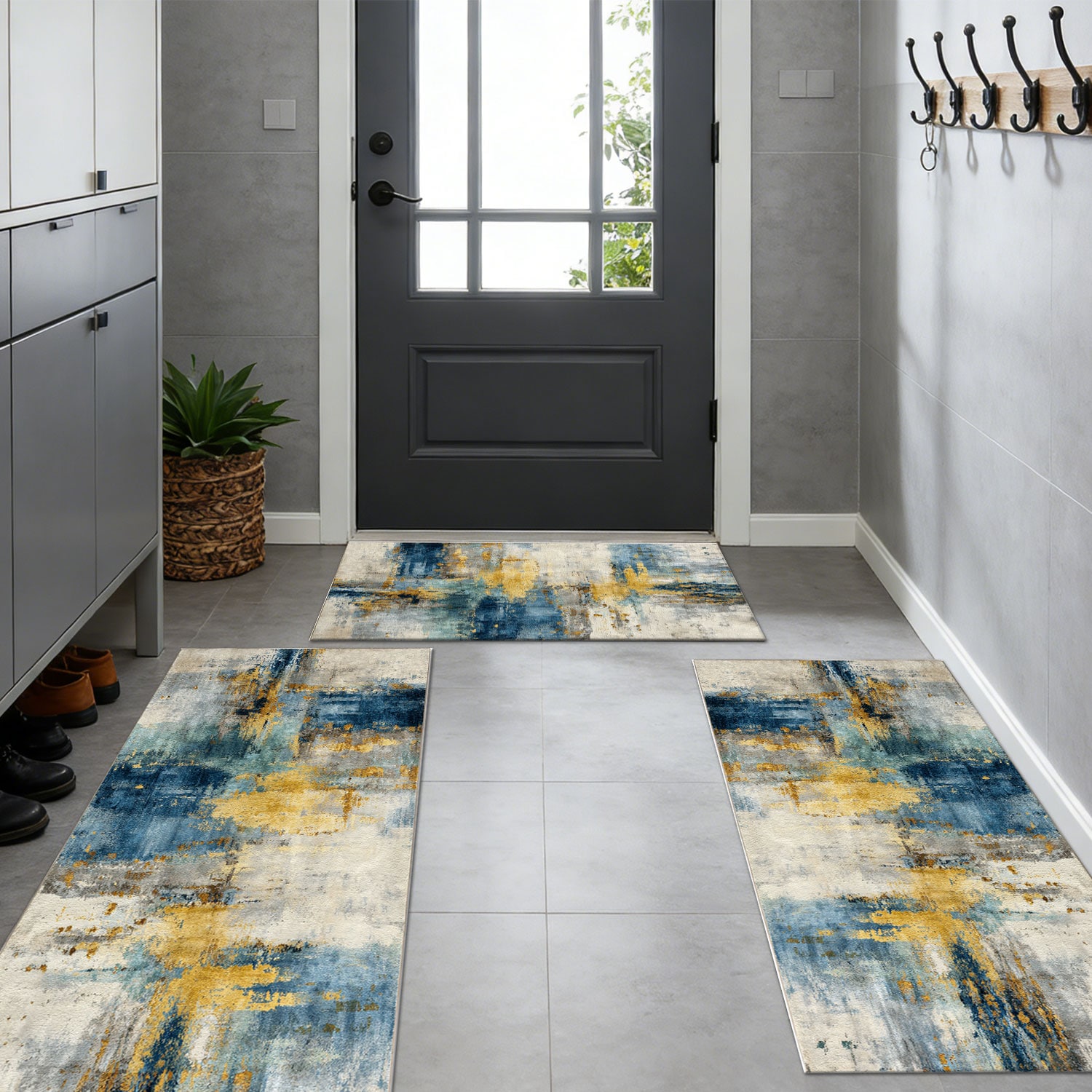 Three-piece Kitchen Rug Set Non-slip Abstract Pattern Floor Mats_voghion.com