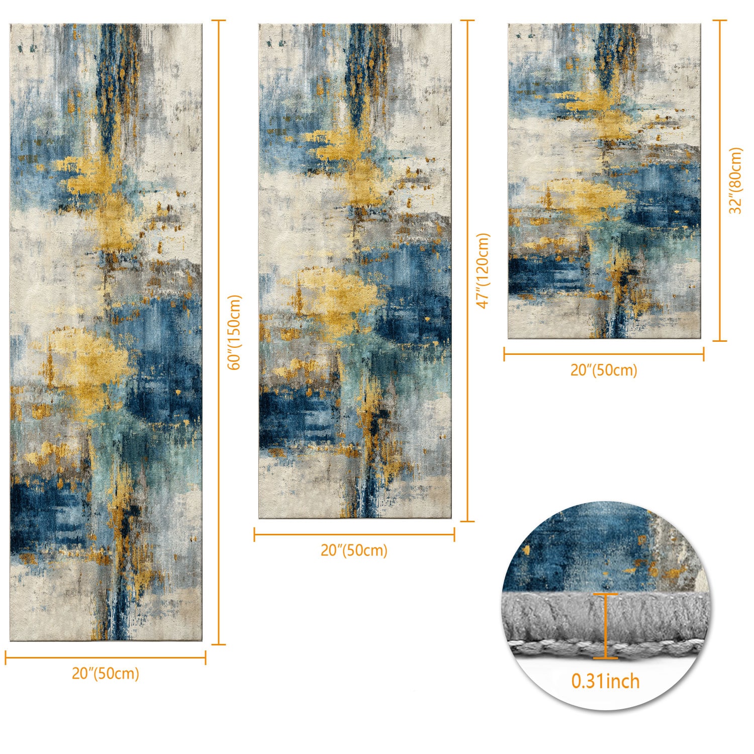 Three-piece Kitchen Rug Set Non-slip Abstract Pattern Floor Mats_voghion.com