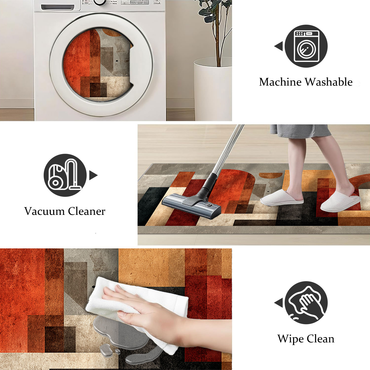Three-piece Kitchen Rug Set Non-slip And Washable Abstract Pattern_voghion.com