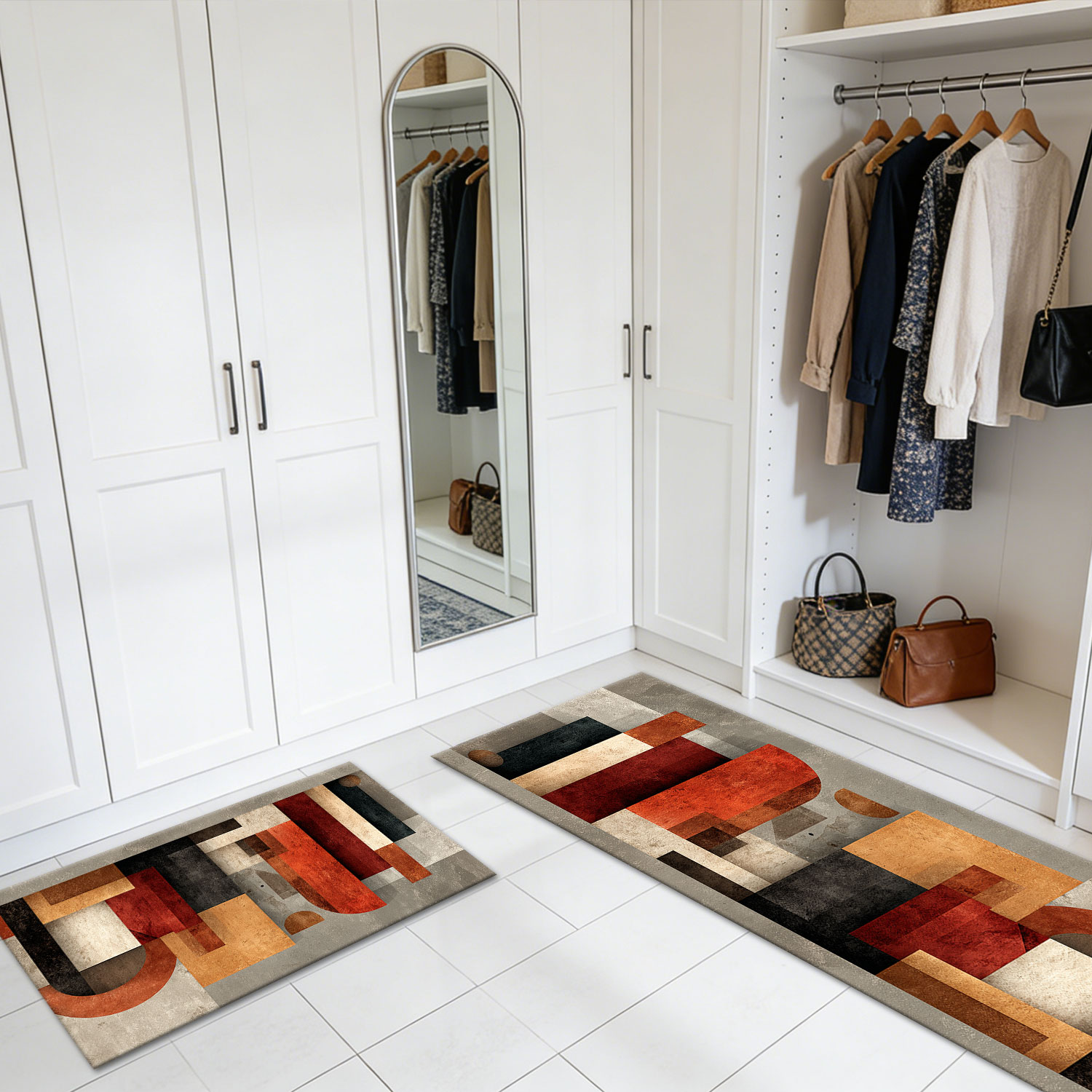 Three-piece Kitchen Rug Set Non-slip And Washable Abstract Pattern_voghion.com