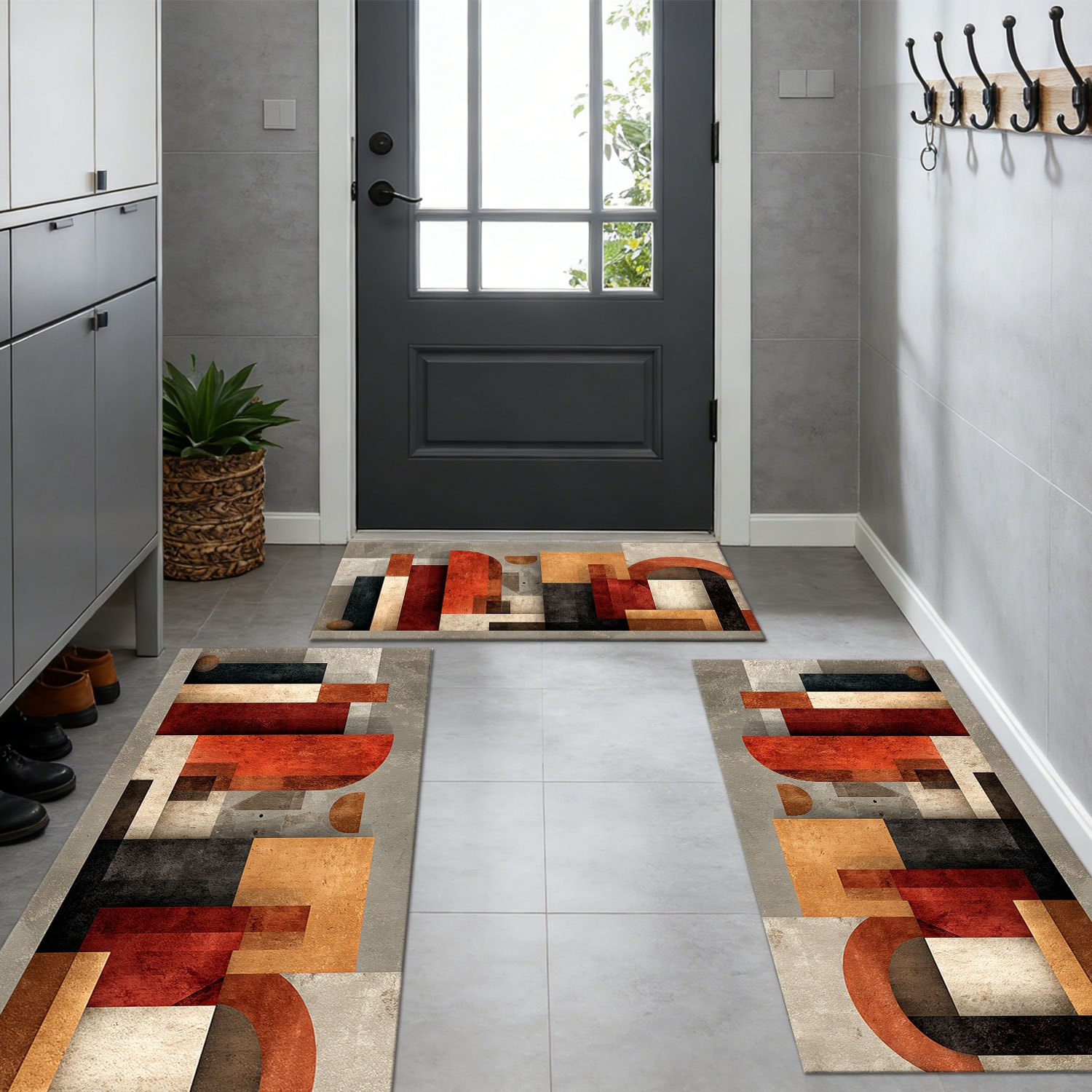 Three-piece Kitchen Rug Set Non-slip And Washable Abstract Pattern_voghion.com
