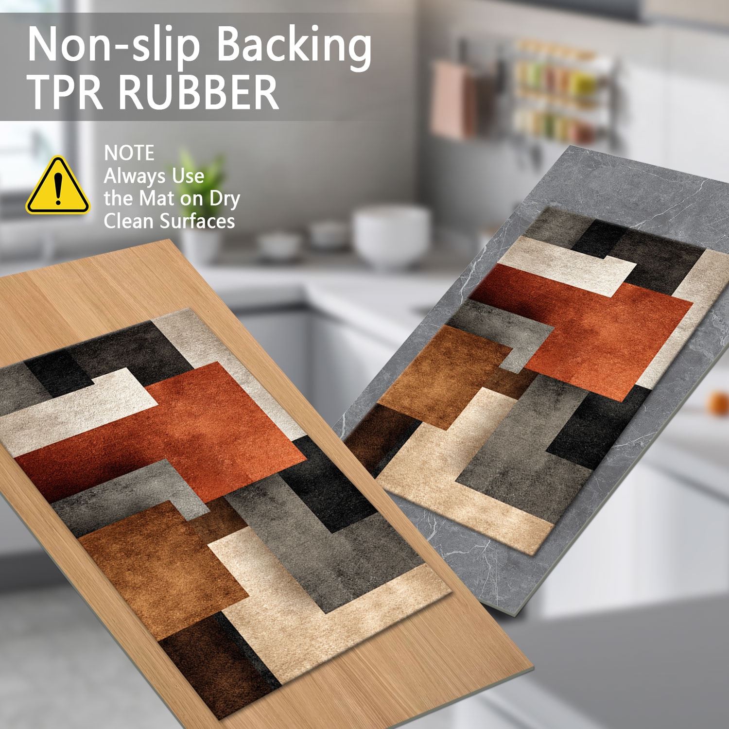 Kitchen Rug Set 3-piece Abstract Pattern Non-slip Washable Soft_voghion.com