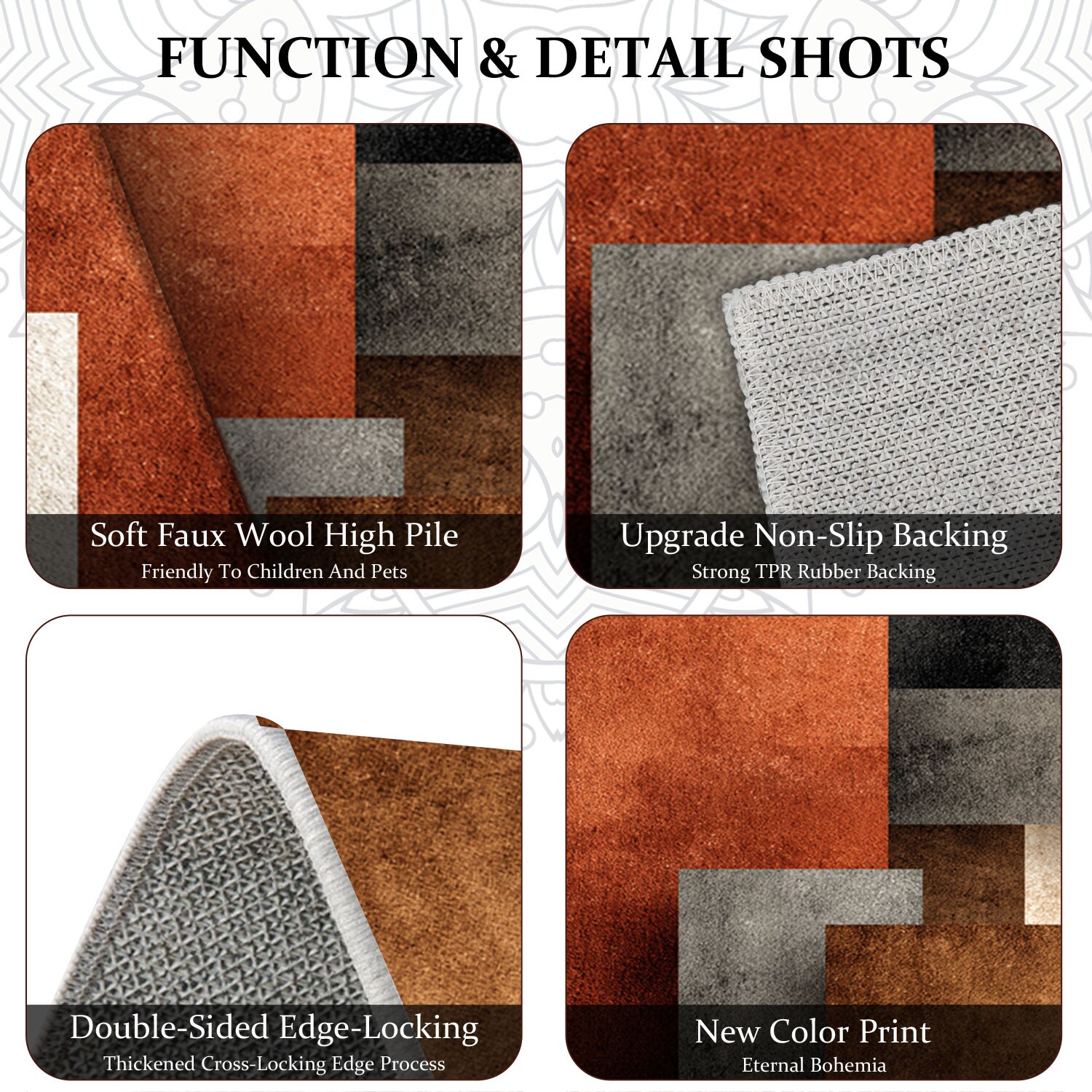 Kitchen Rug Set 3-piece Abstract Pattern Non-slip Washable Soft_voghion.com