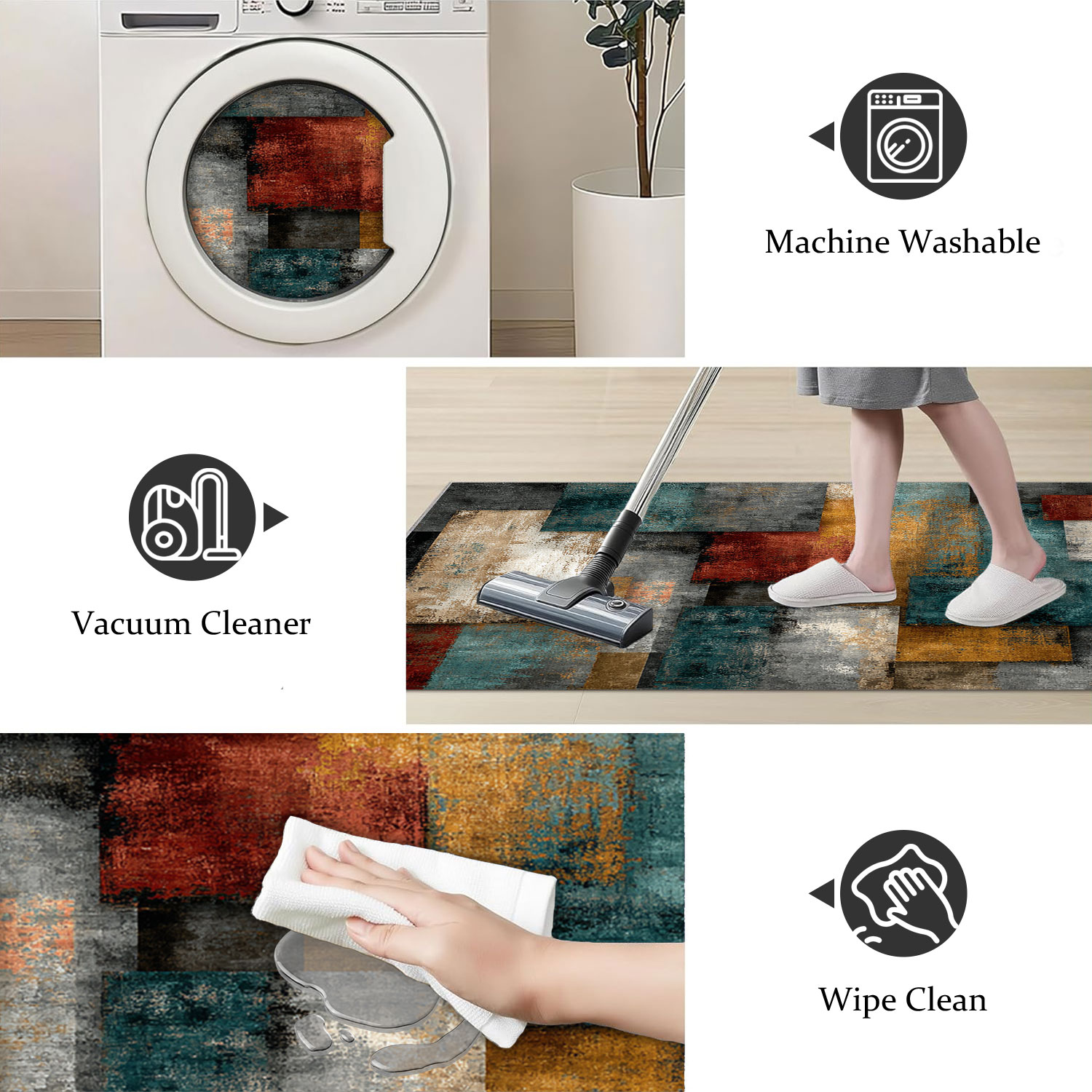 Three-piece Kitchen Rug Set Non-slip Abstract Pattern Floor Mats_voghion.com