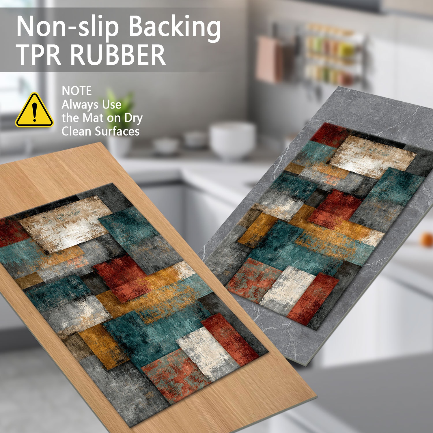 Three-piece Kitchen Rug Set Non-slip Abstract Pattern Floor Mats_voghion.com
