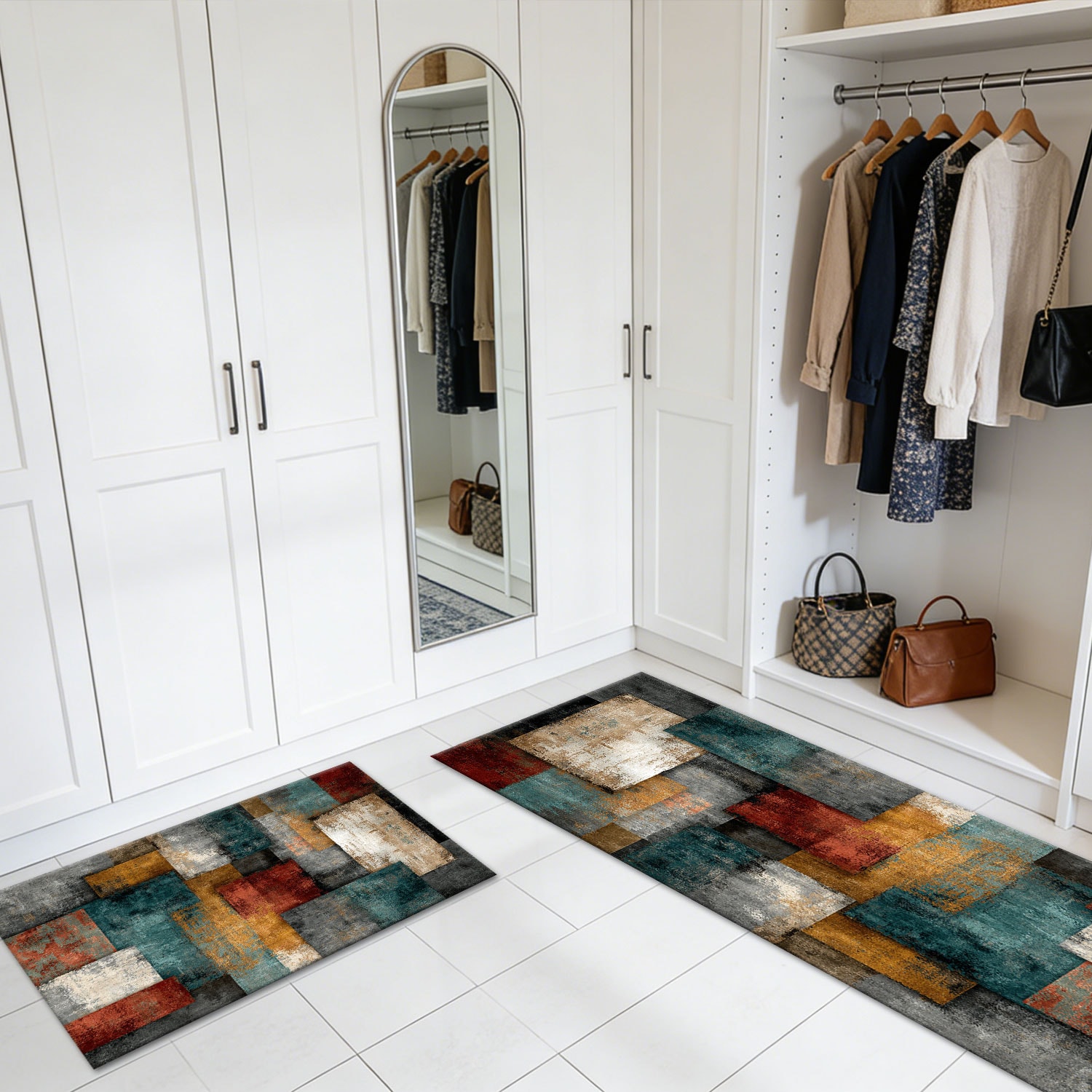 Three-piece Kitchen Rug Set Non-slip Abstract Pattern Floor Mats_voghion.com