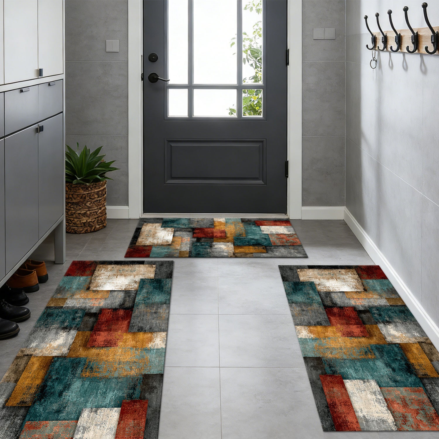 Three-piece Kitchen Rug Set Non-slip Abstract Pattern Floor Mats_voghion.com