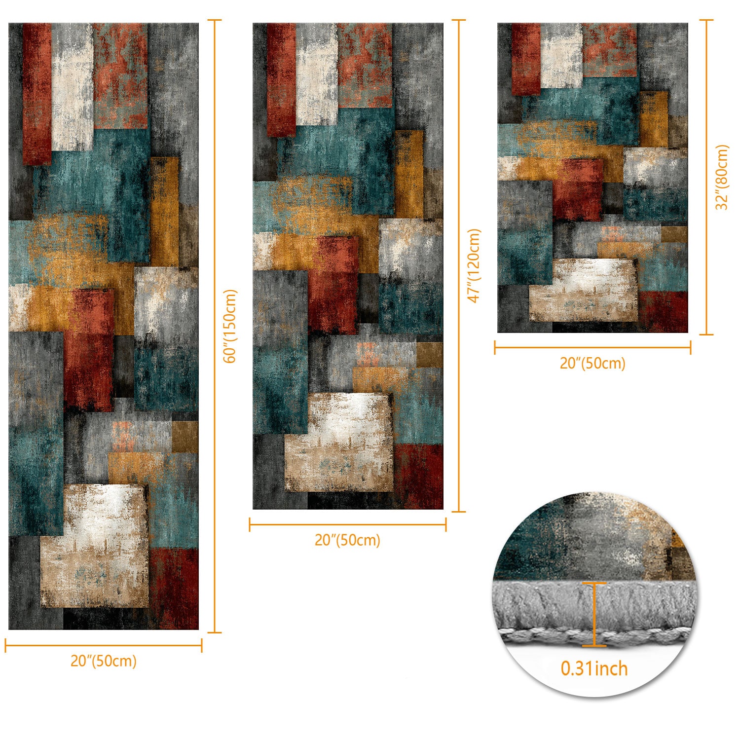 Three-piece Kitchen Rug Set Non-slip Abstract Pattern Floor Mats_voghion.com