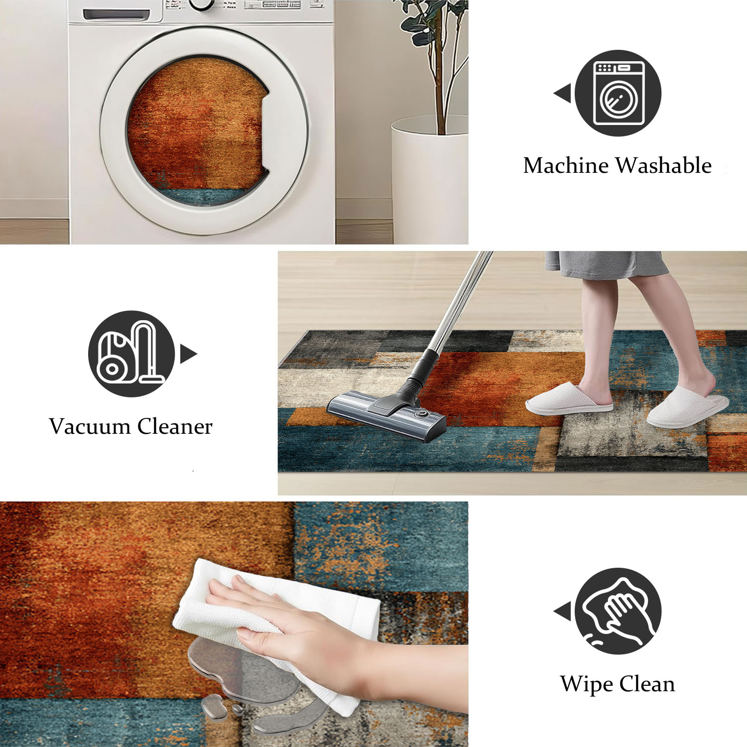 Three-piece Kitchen Rug Set Non-slip Washable Abstract Pattern_voghion.com