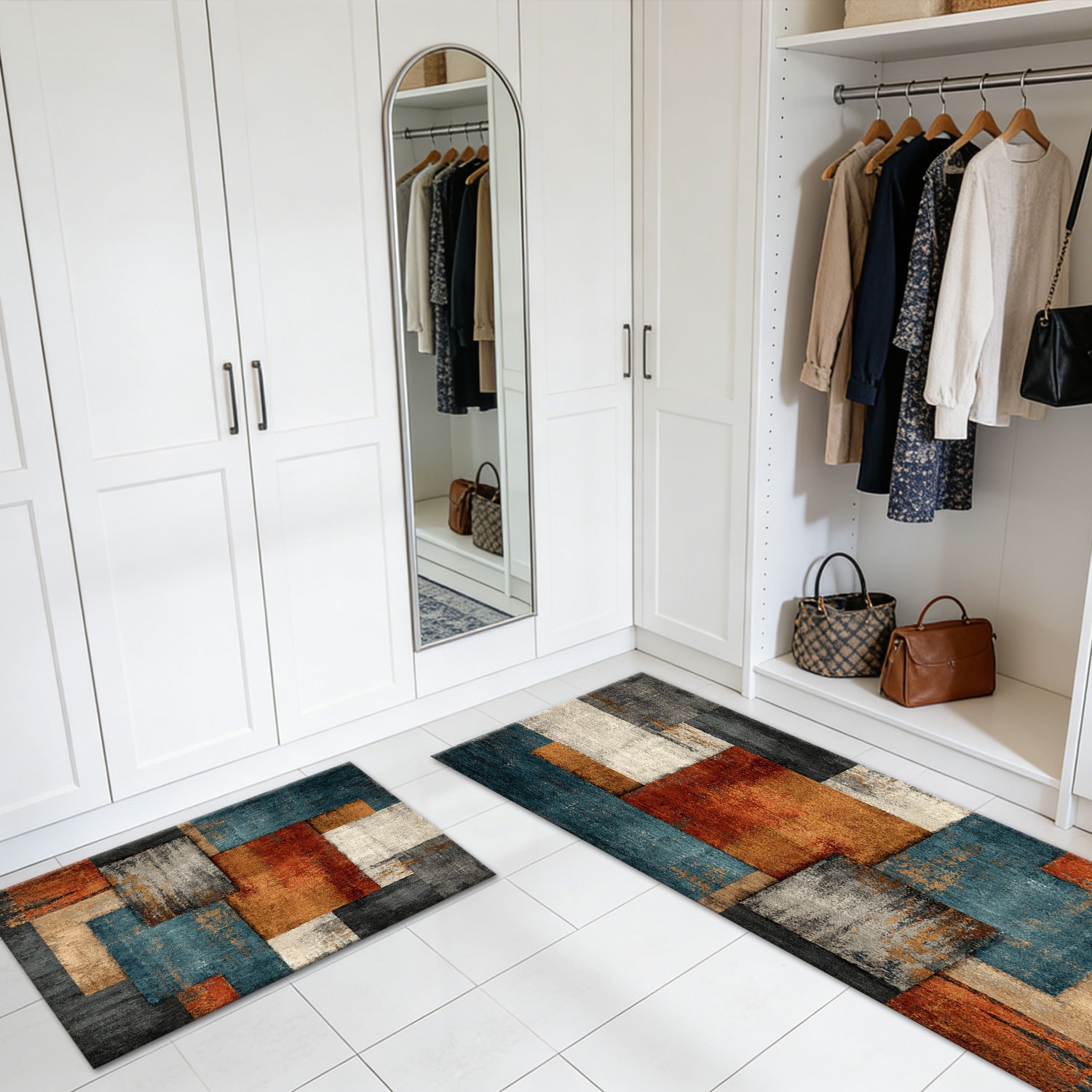 Three-piece Kitchen Rug Set Non-slip Washable Abstract Pattern_voghion.com