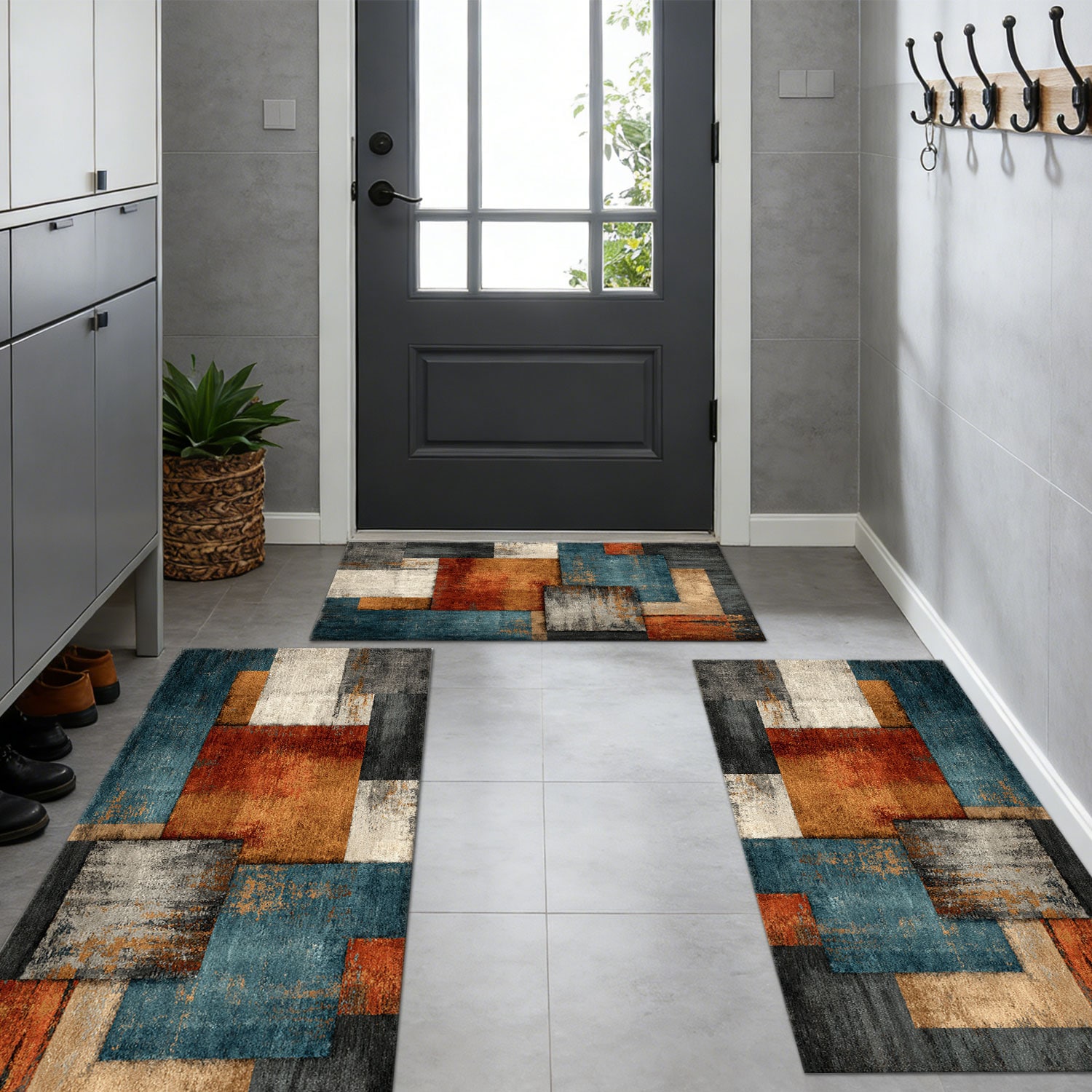 Three-piece Kitchen Rug Set Non-slip Washable Abstract Pattern_voghion.com
