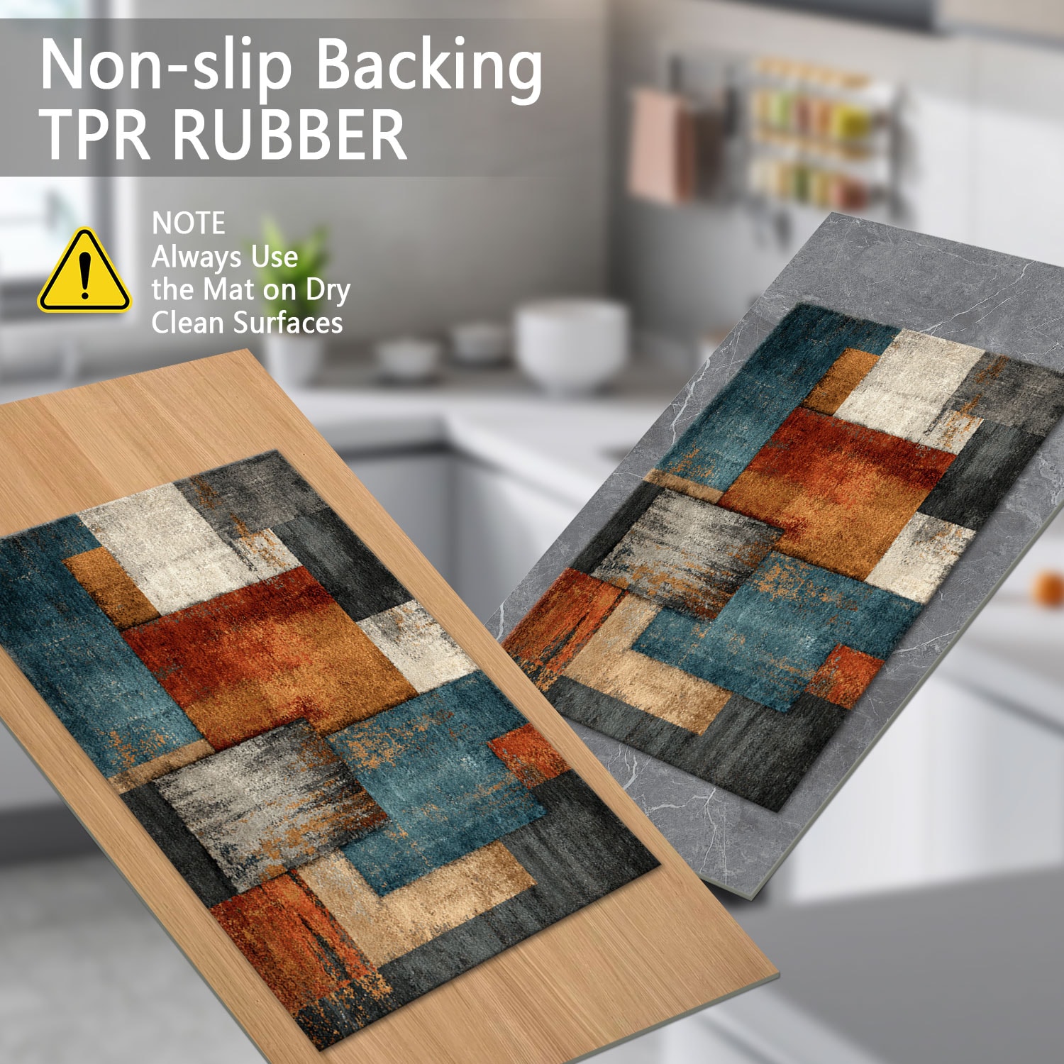 Three-piece Kitchen Rug Set Non-slip Washable Abstract Pattern_voghion.com