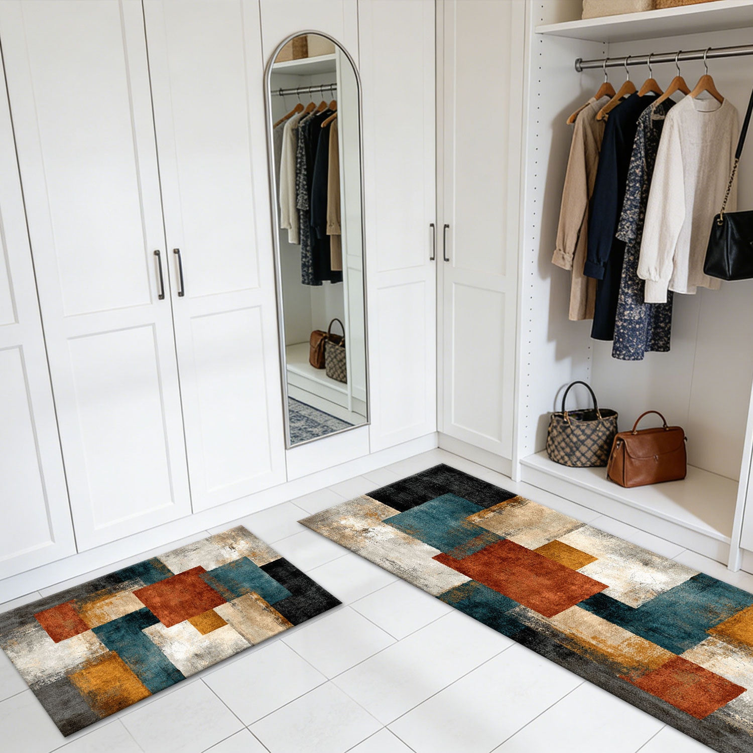 Three-piece Kitchen Rug Set Non-slip Washable Abstract Floor Mats_voghion.com