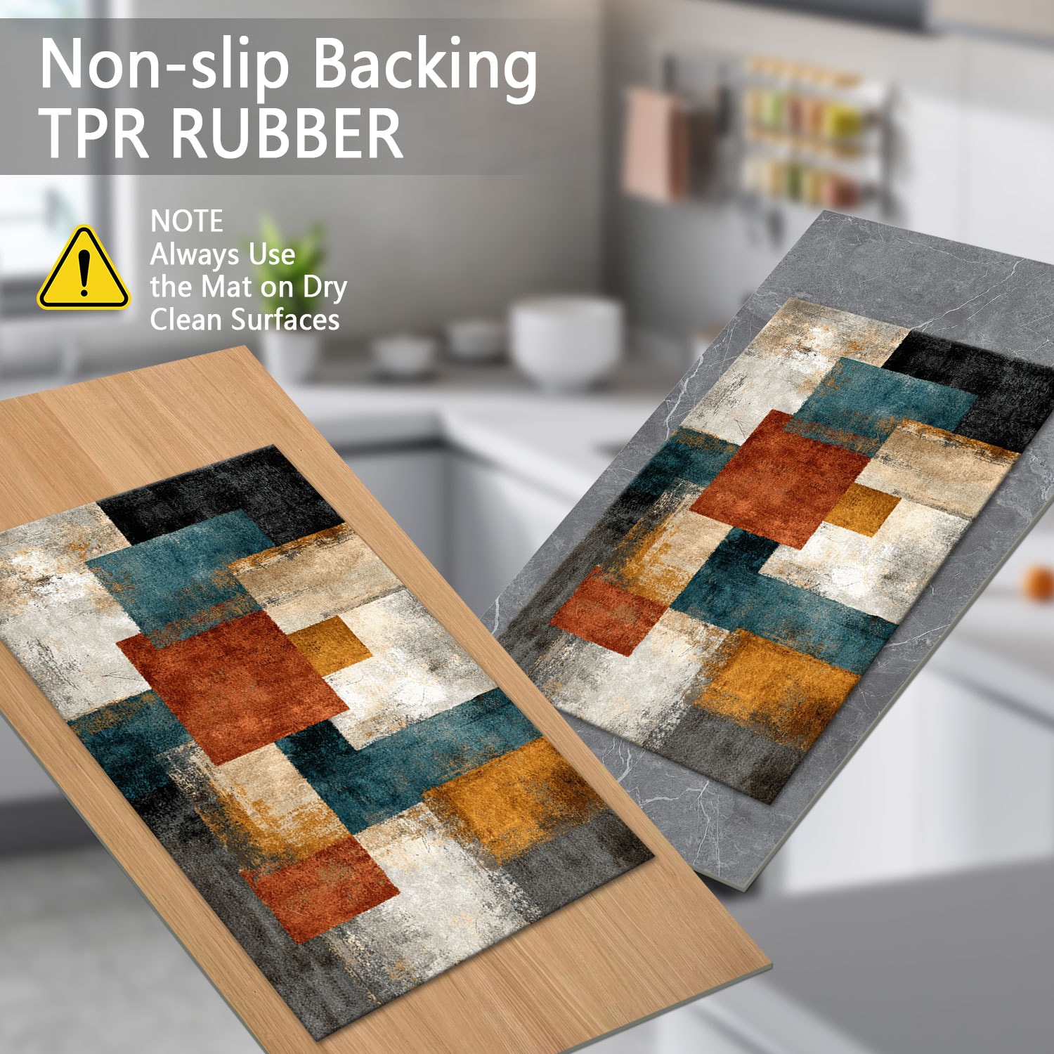 Three-piece Kitchen Rug Set Non-slip Washable Abstract Floor Mats_voghion.com