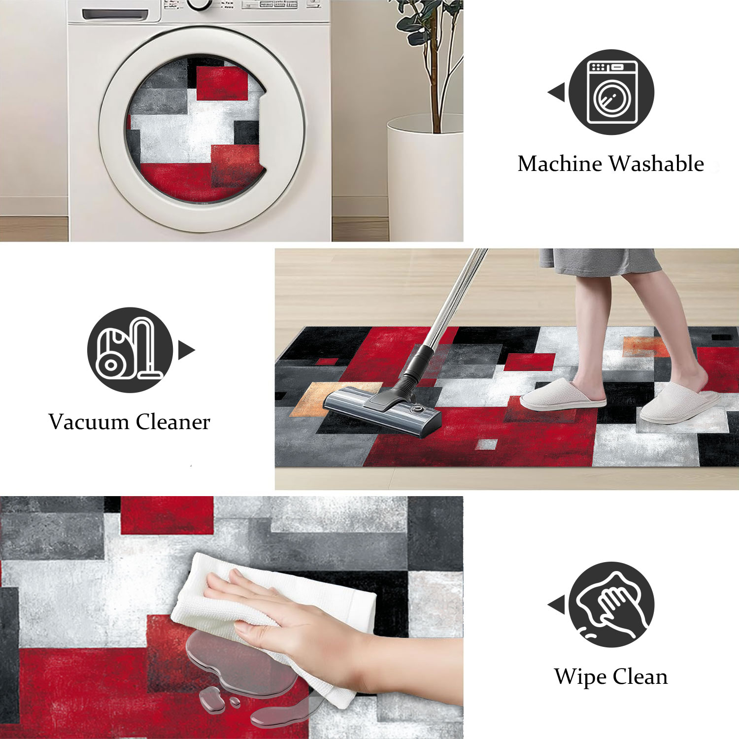 Three-piece Kitchen Rug Set Non-slip Washable Abstract Pattern_voghion.com