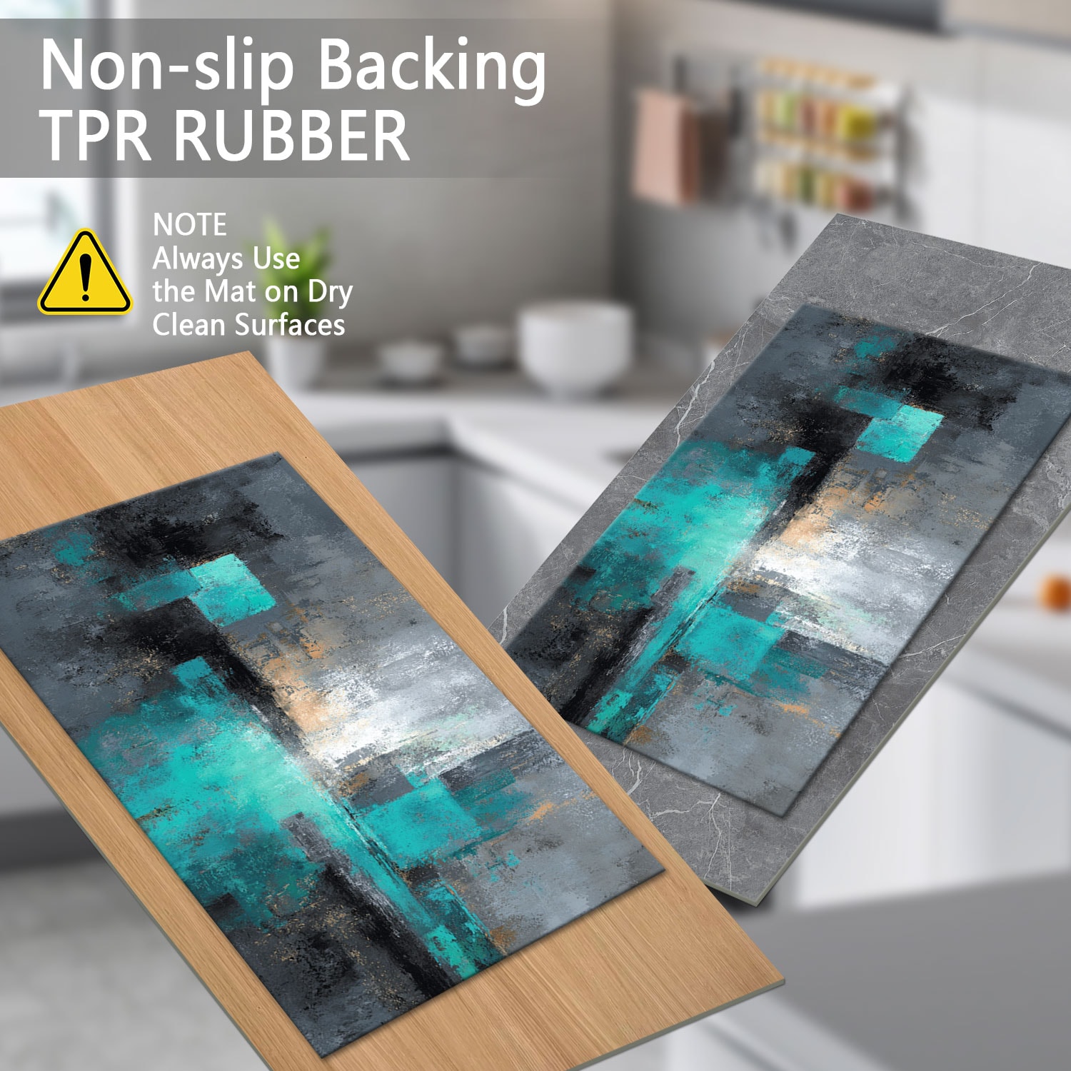 Set Of 3 Kitchen Rugs Non Slip Washable Abstract Pattern Soft Mat_voghion.com