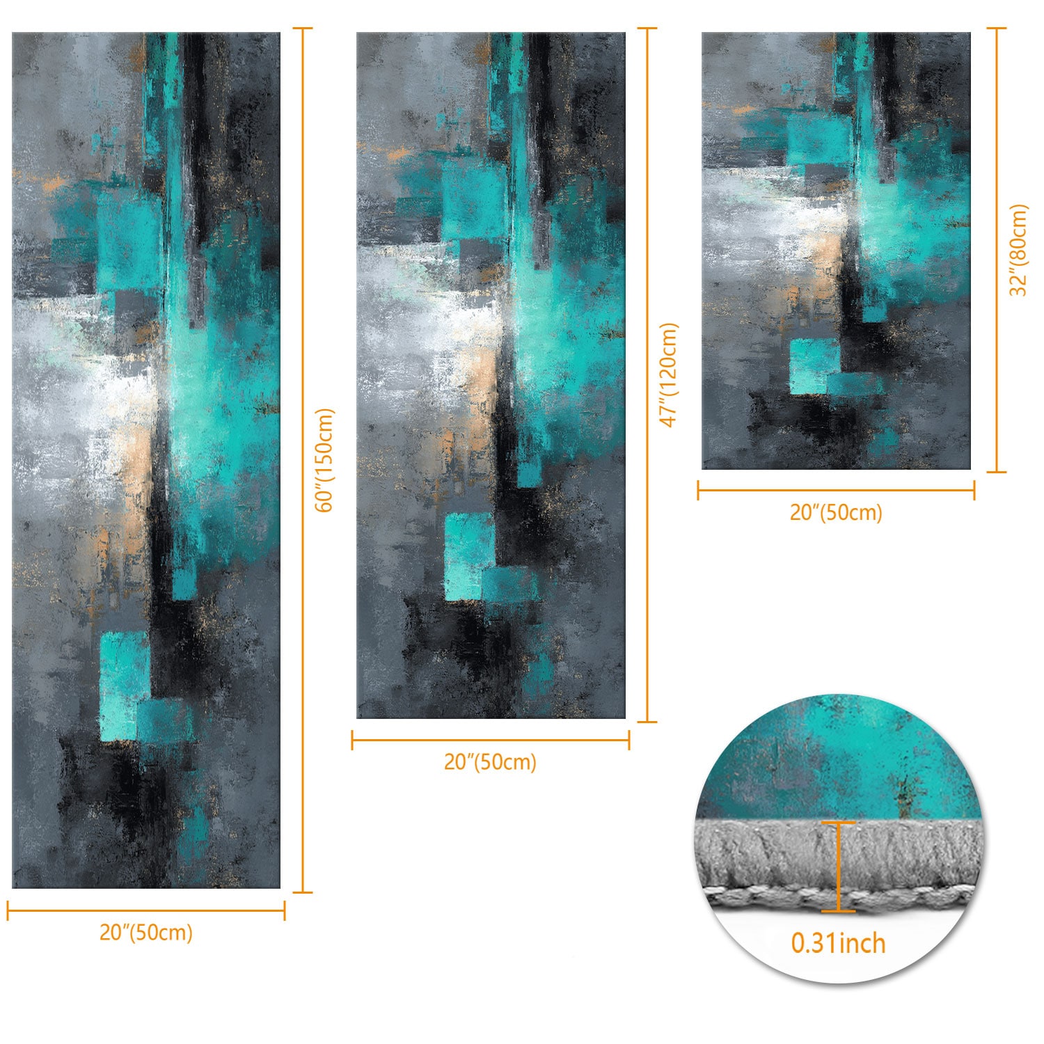Set Of 3 Kitchen Rugs Non Slip Washable Abstract Pattern Soft Mat_voghion.com