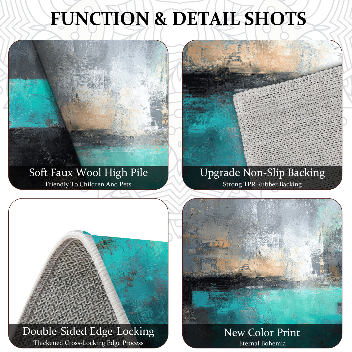 Set Of 3 Kitchen Rugs Non Slip Washable Abstract Pattern Soft Mat_voghion.com