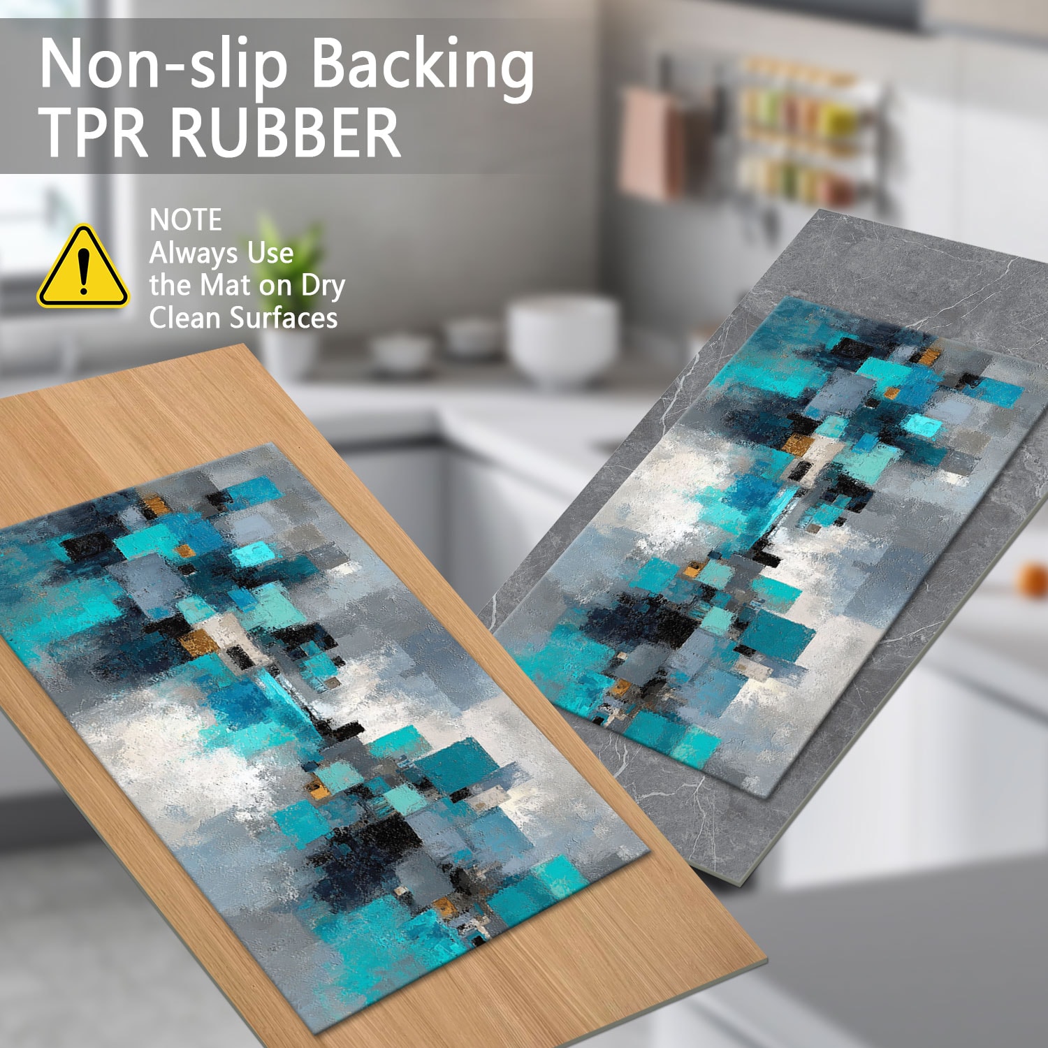 Three Piece Kitchen Rug Set Non-slip Washable Abstract Floor Mat_voghion.com