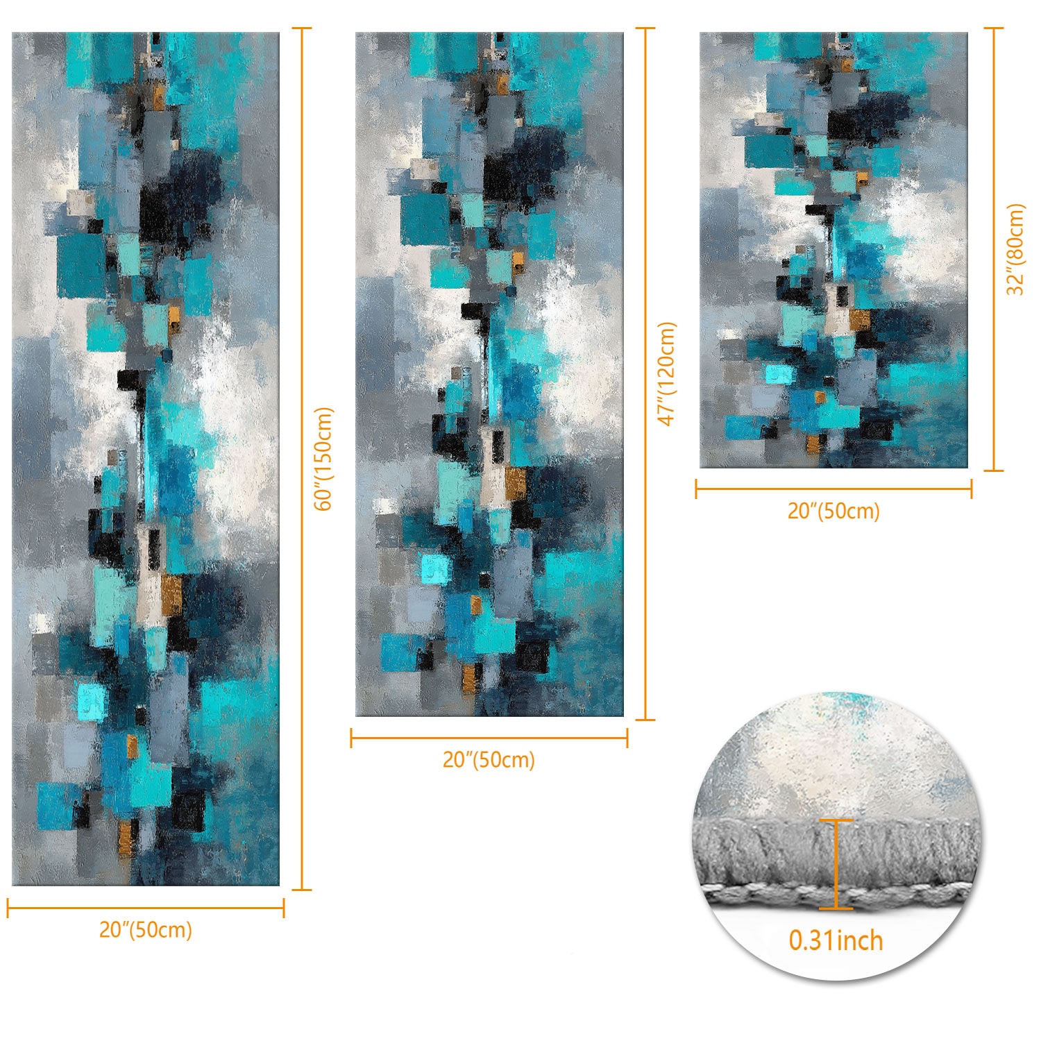 Three Piece Kitchen Rug Set Non-slip Washable Abstract Floor Mat_voghion.com