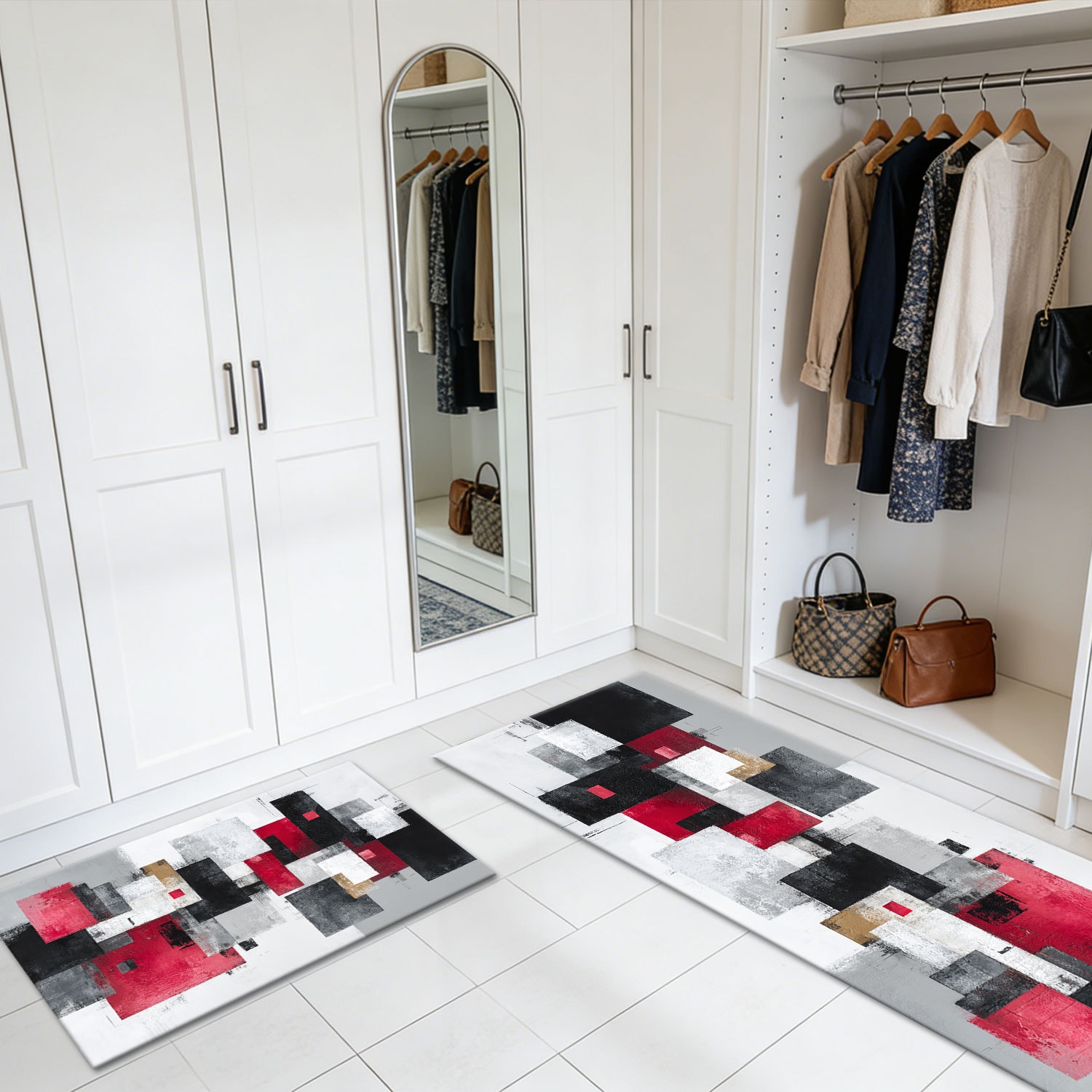 3-piece Kitchen Rug Set Abstract Pattern Non-slip And Washable_voghion.com