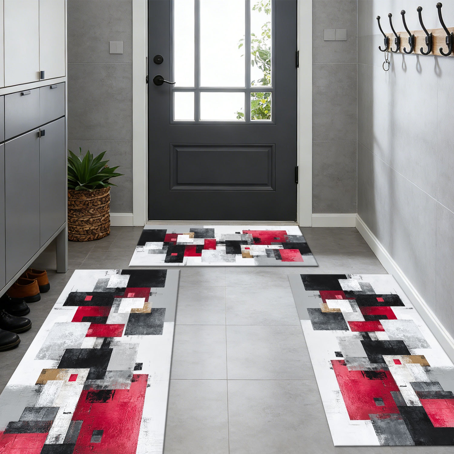 3-piece Kitchen Rug Set Abstract Pattern Non-slip And Washable_voghion.com