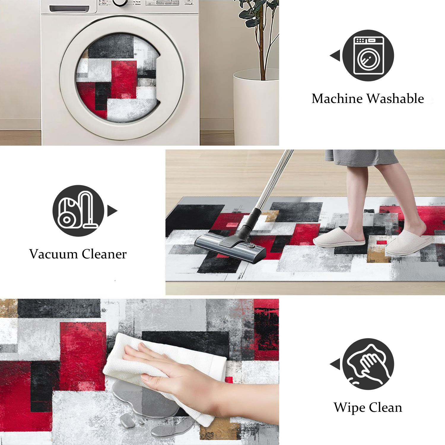 3-piece Kitchen Rug Set Abstract Pattern Non-slip And Washable_voghion.com