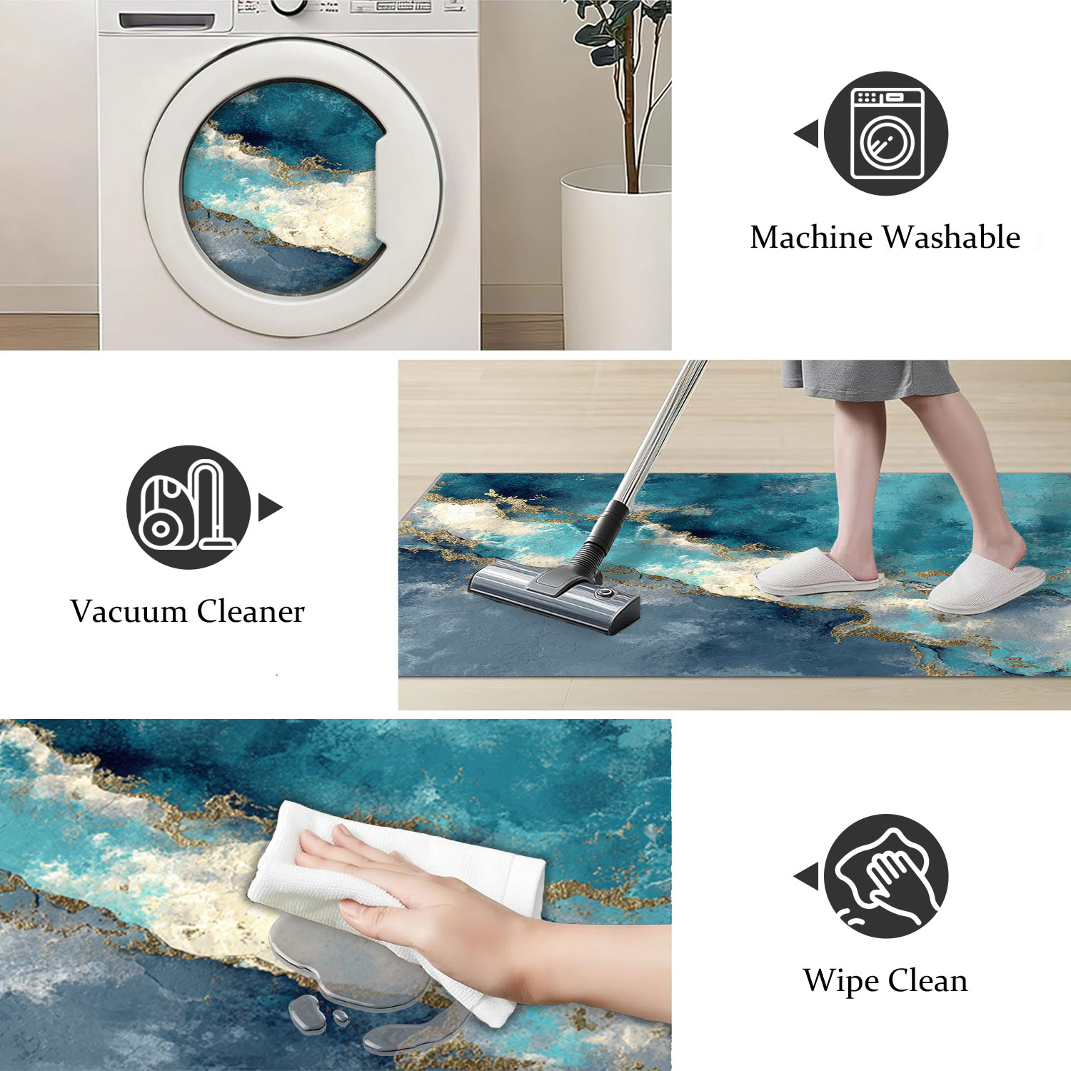 3-piece Kitchen Rug Set Abstract Pattern Non-slip And Washable_voghion.com