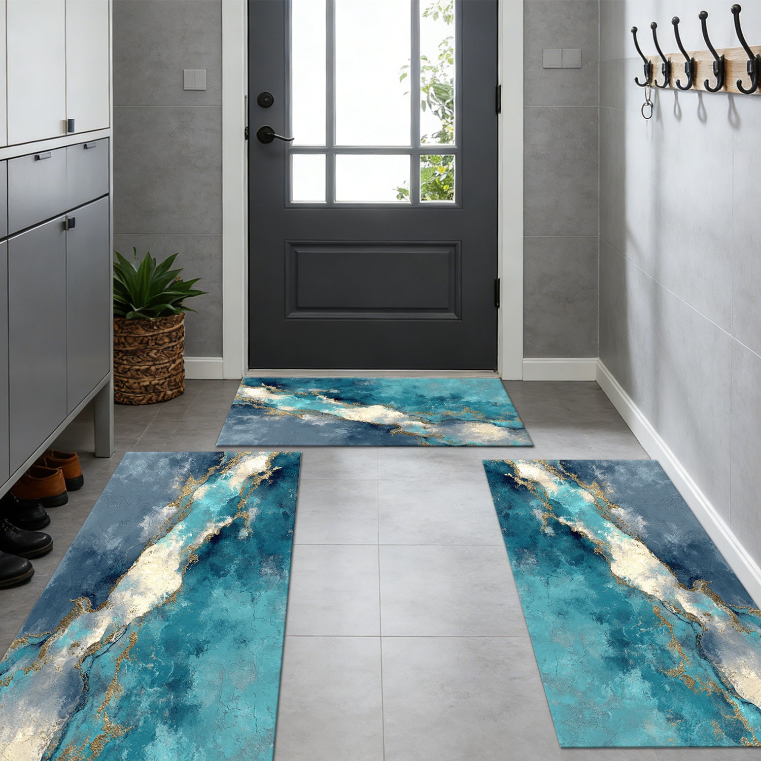 3-piece Kitchen Rug Set Abstract Pattern Non-slip And Washable_voghion.com