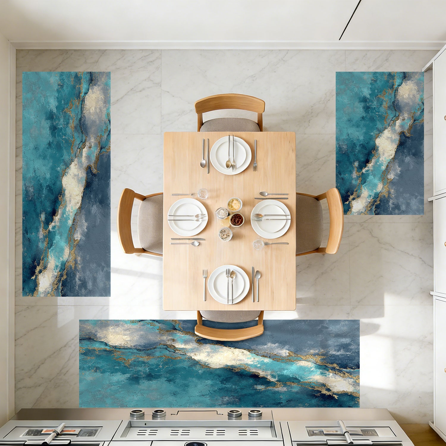 3-piece Kitchen Rug Set Abstract Pattern Non-slip And Washable_voghion.com
