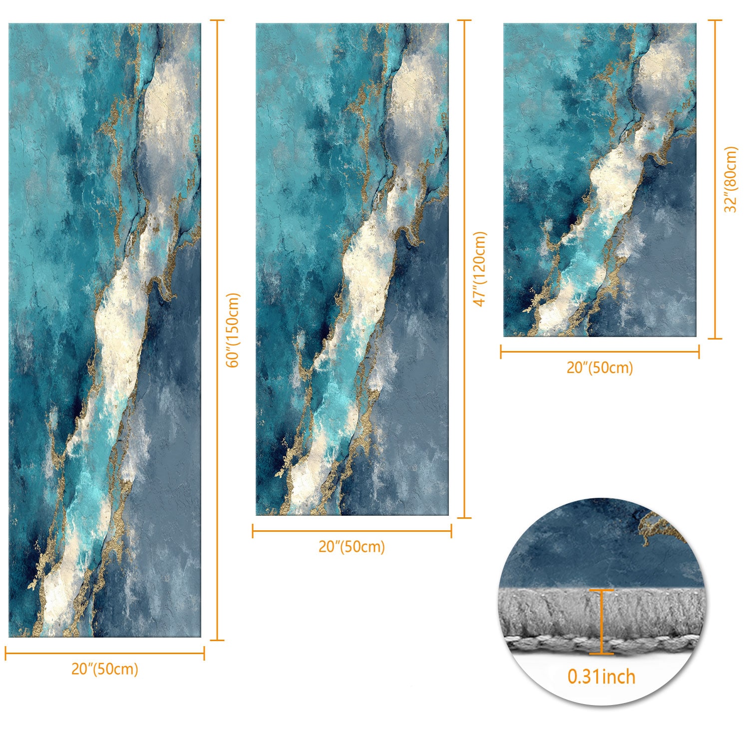 3-piece Kitchen Rug Set Abstract Pattern Non-slip And Washable_voghion.com