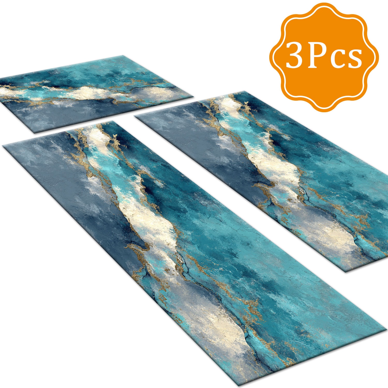 3-piece Kitchen Rug Set Abstract Pattern Non-slip And Washable_voghion.com