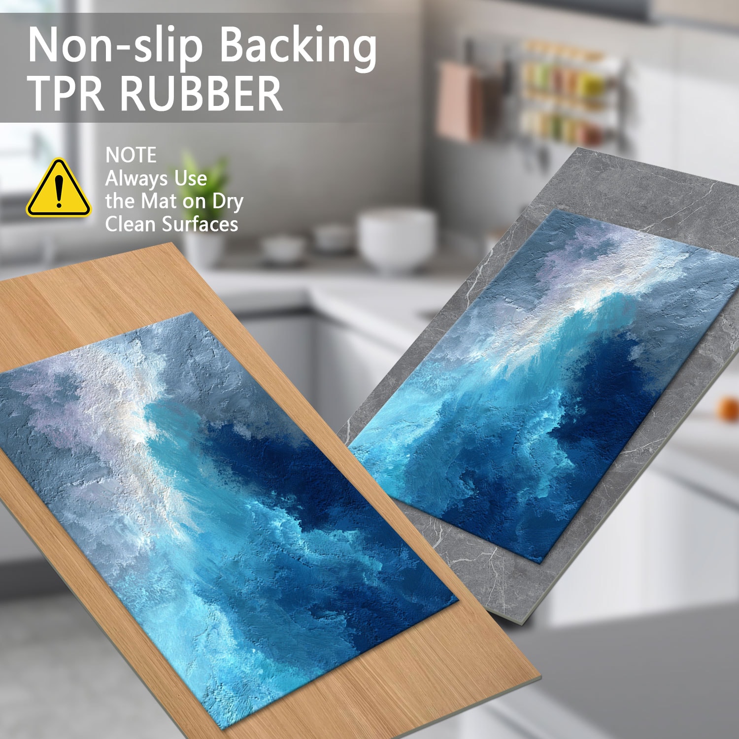 Set Of 3 Kitchen Rugs Non Slip Washable Abstract Pattern Soft Mat_voghion.com