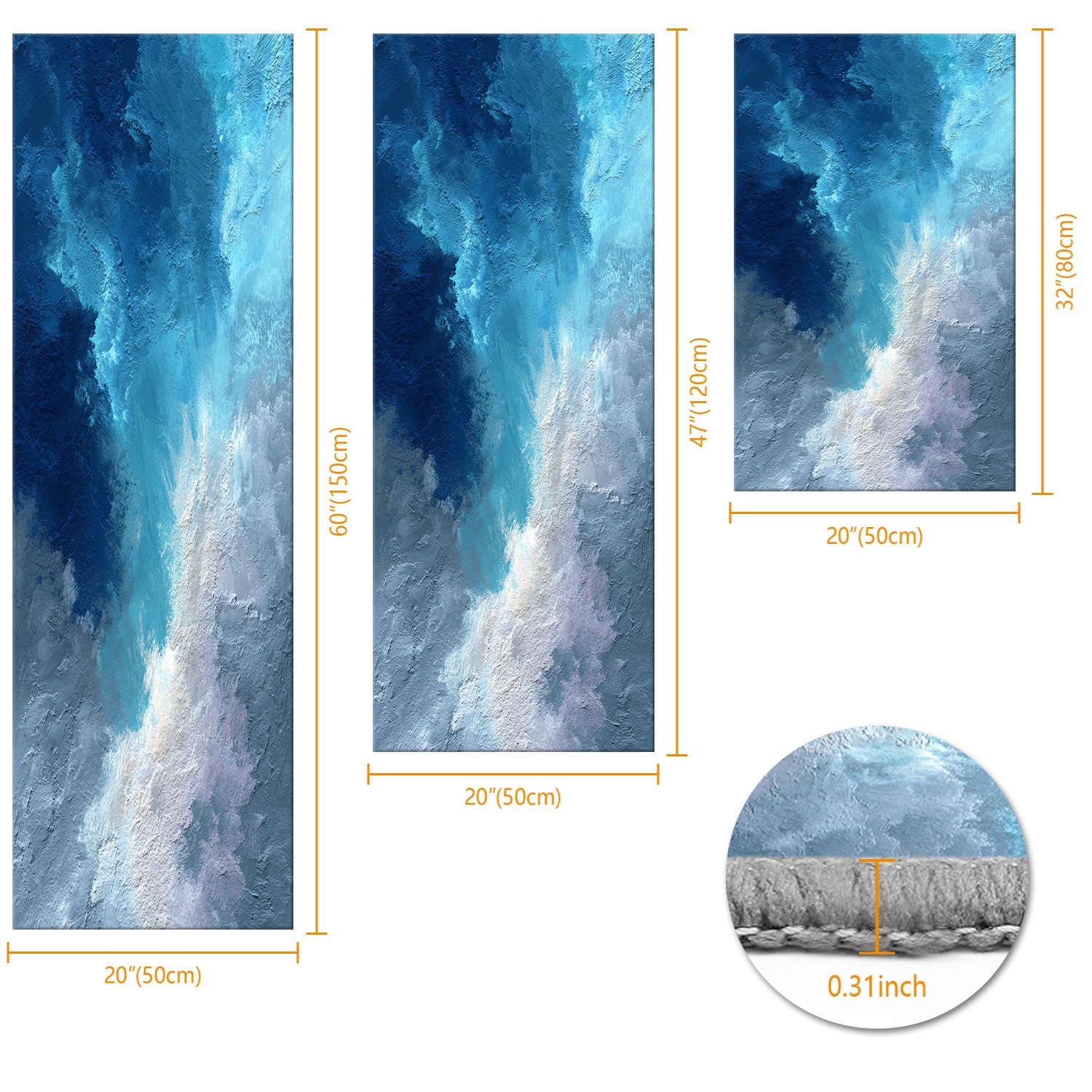 Set Of 3 Kitchen Rugs Non Slip Washable Abstract Pattern Soft Mat_voghion.com
