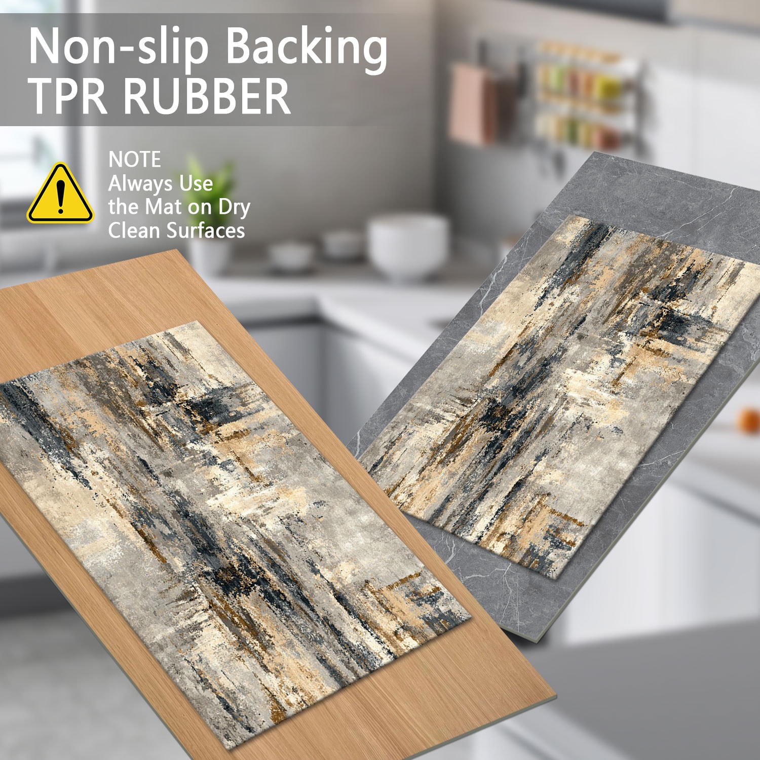 Kitchen Rug Set 3-piece Non-slip Washable Abstract Pattern Mats_voghion.com