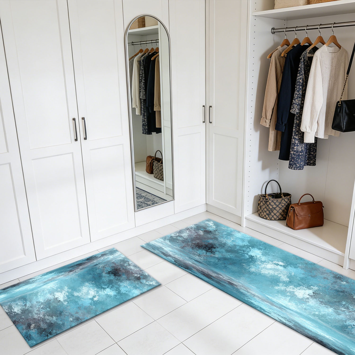 Three-piece Kitchen Rug Set Washable Non-slip Abstract Pattern_voghion.com