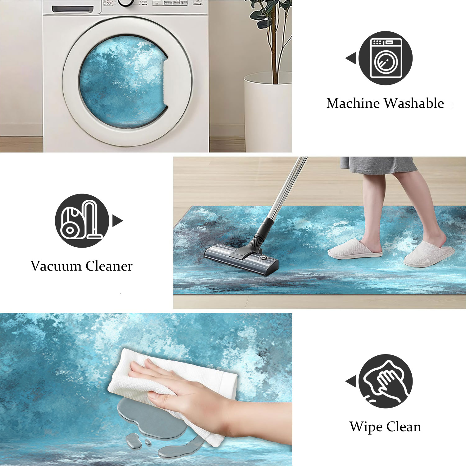 Three-piece Kitchen Rug Set Washable Non-slip Abstract Pattern_voghion.com