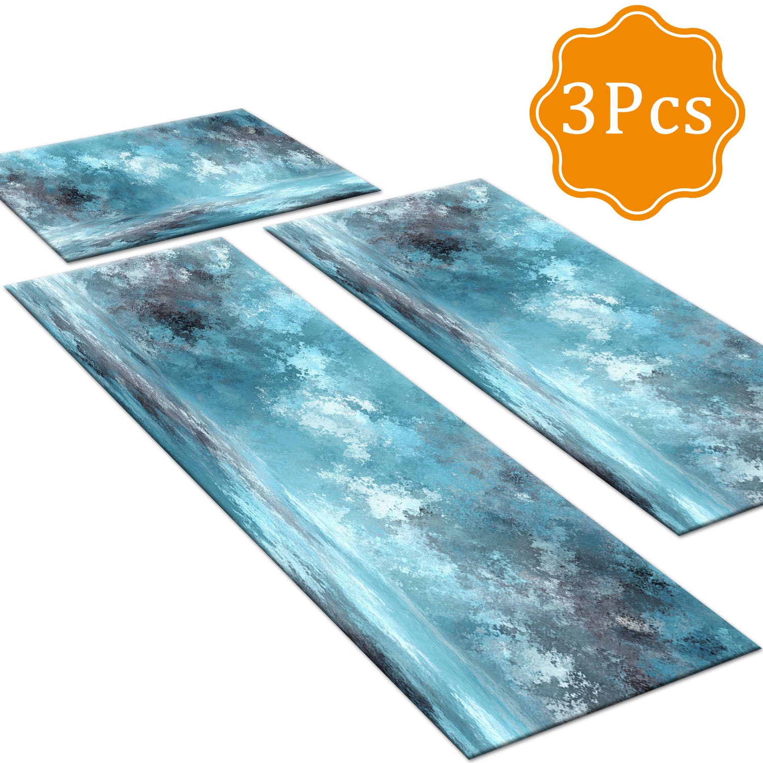 Three-piece Kitchen Rug Set Washable Non-slip Abstract Pattern_voghion.com