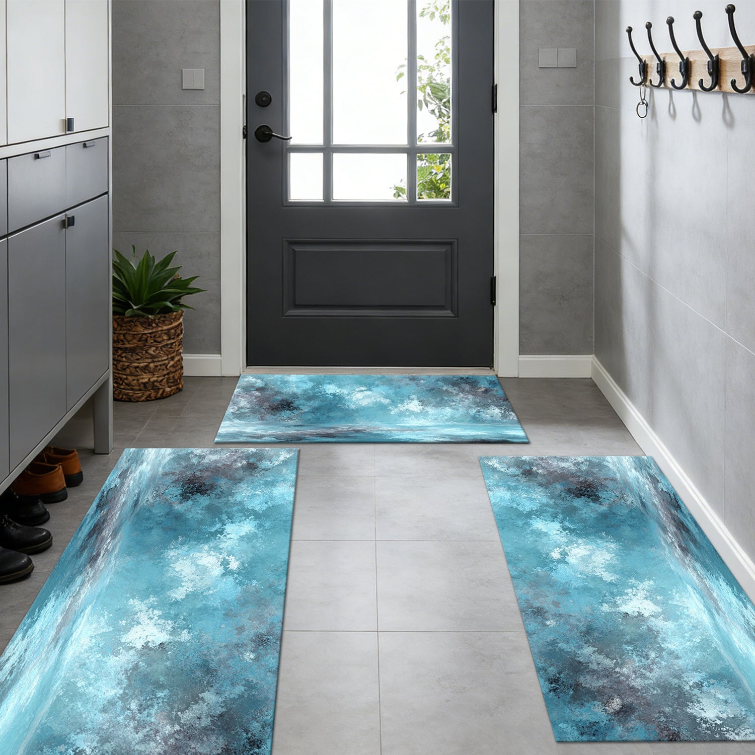 Three-piece Kitchen Rug Set Washable Non-slip Abstract Pattern_voghion.com