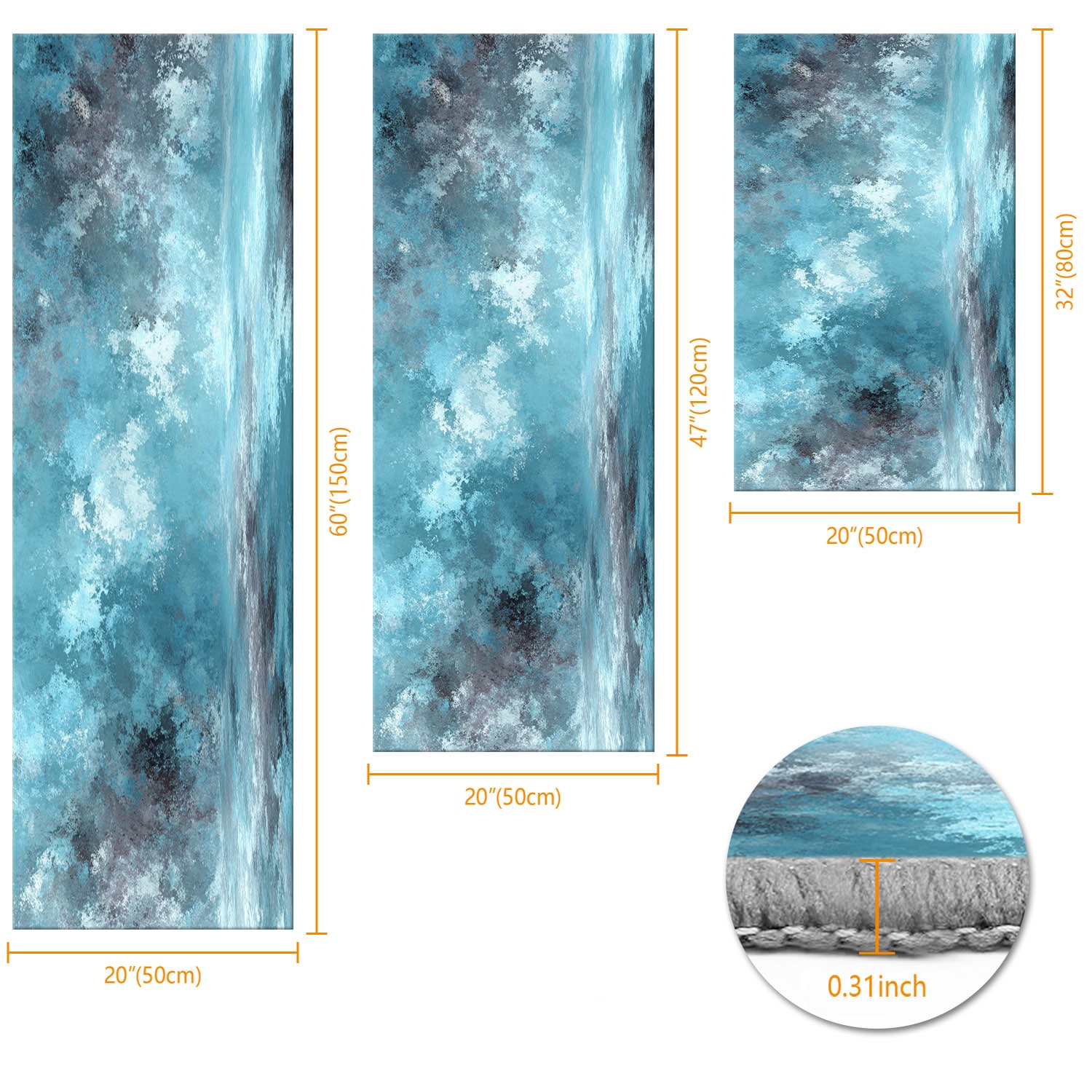 Three-piece Kitchen Rug Set Washable Non-slip Abstract Pattern_voghion.com