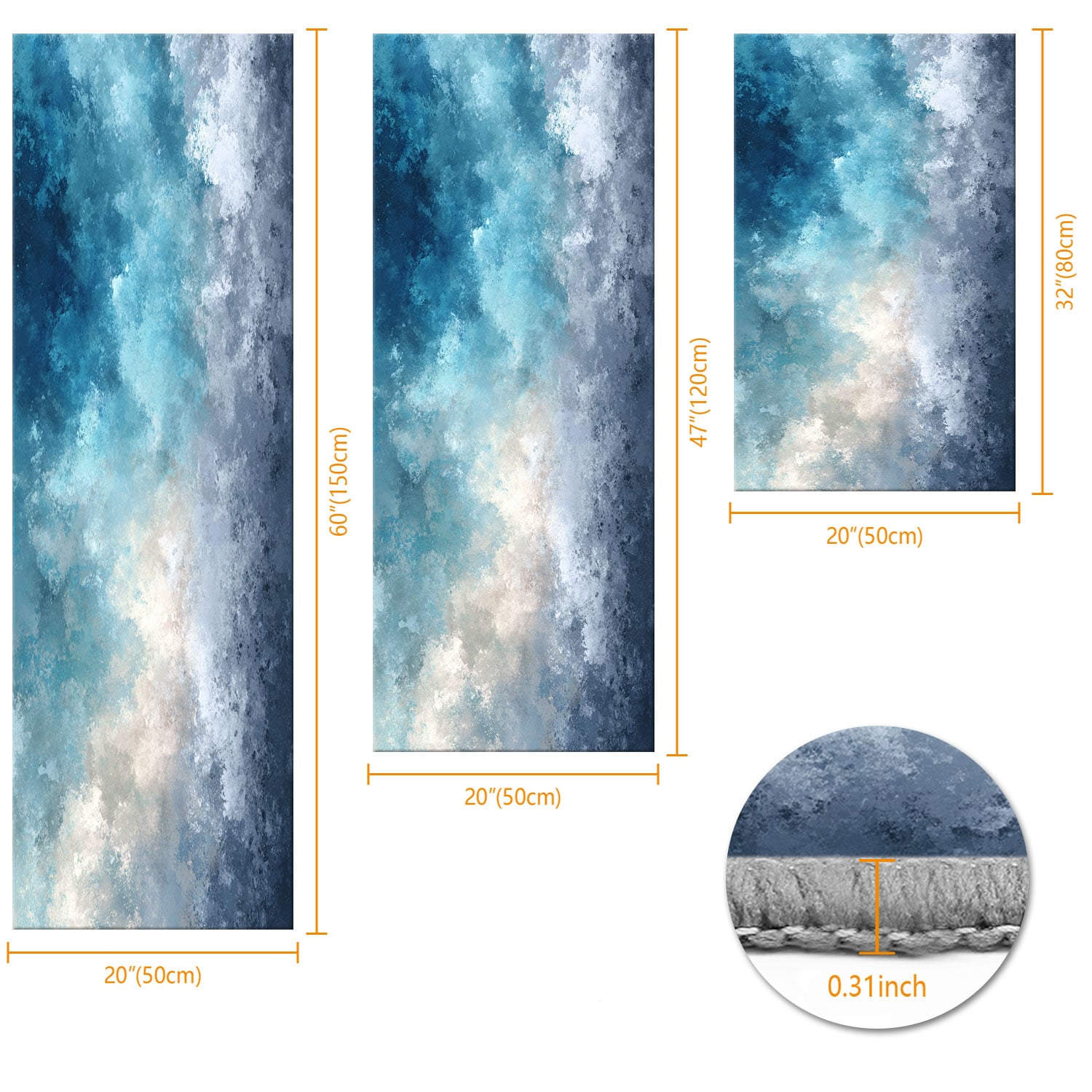 Kitchen Rug Set 3-piece Non-slip Washable Abstract Floor Mat_voghion.com