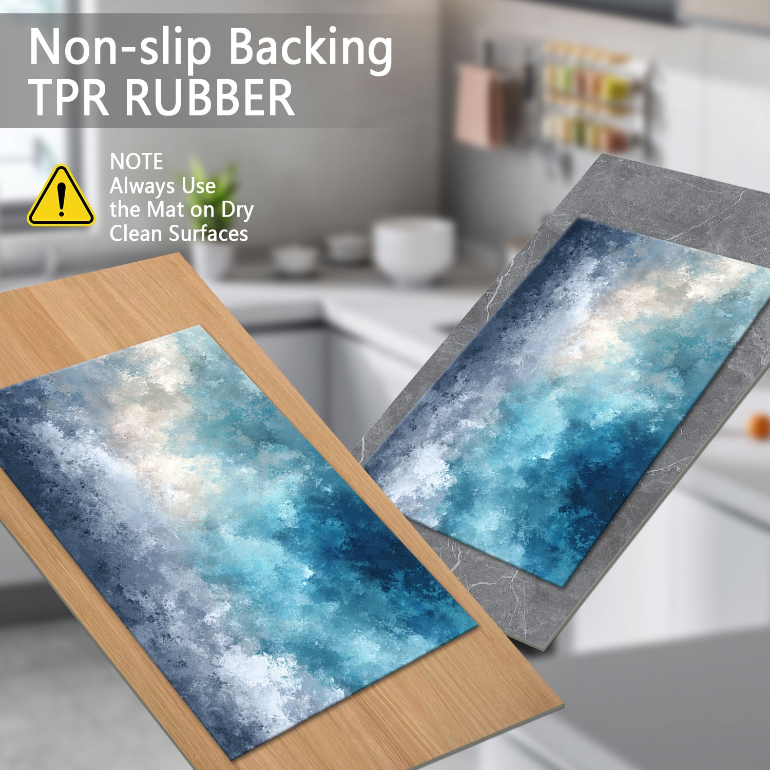 Kitchen Rug Set 3-piece Non-slip Washable Abstract Floor Mat_voghion.com