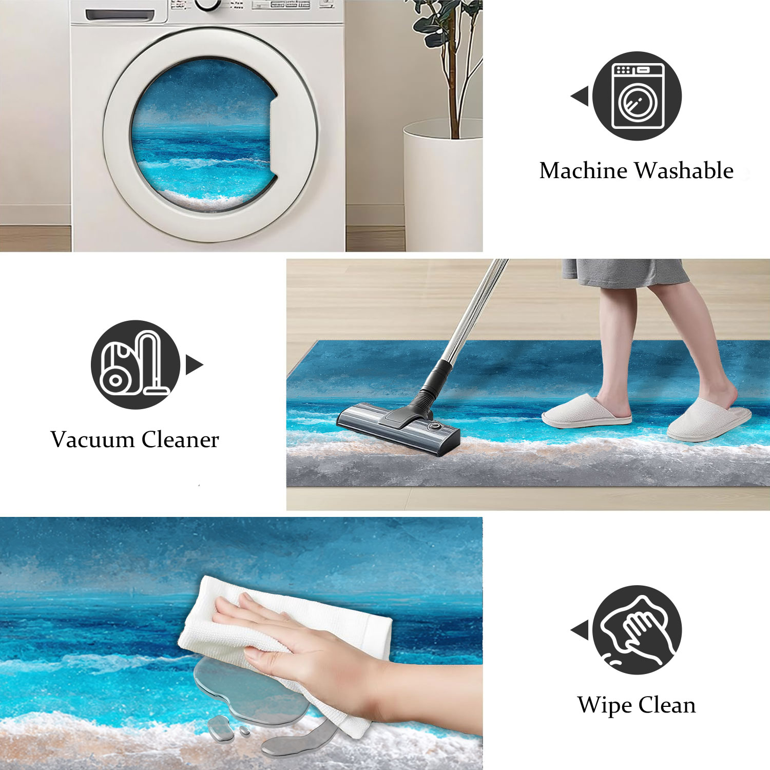 Three-piece Kitchen Rug Set Non-slip And Washable Abstract Pattern_voghion.com