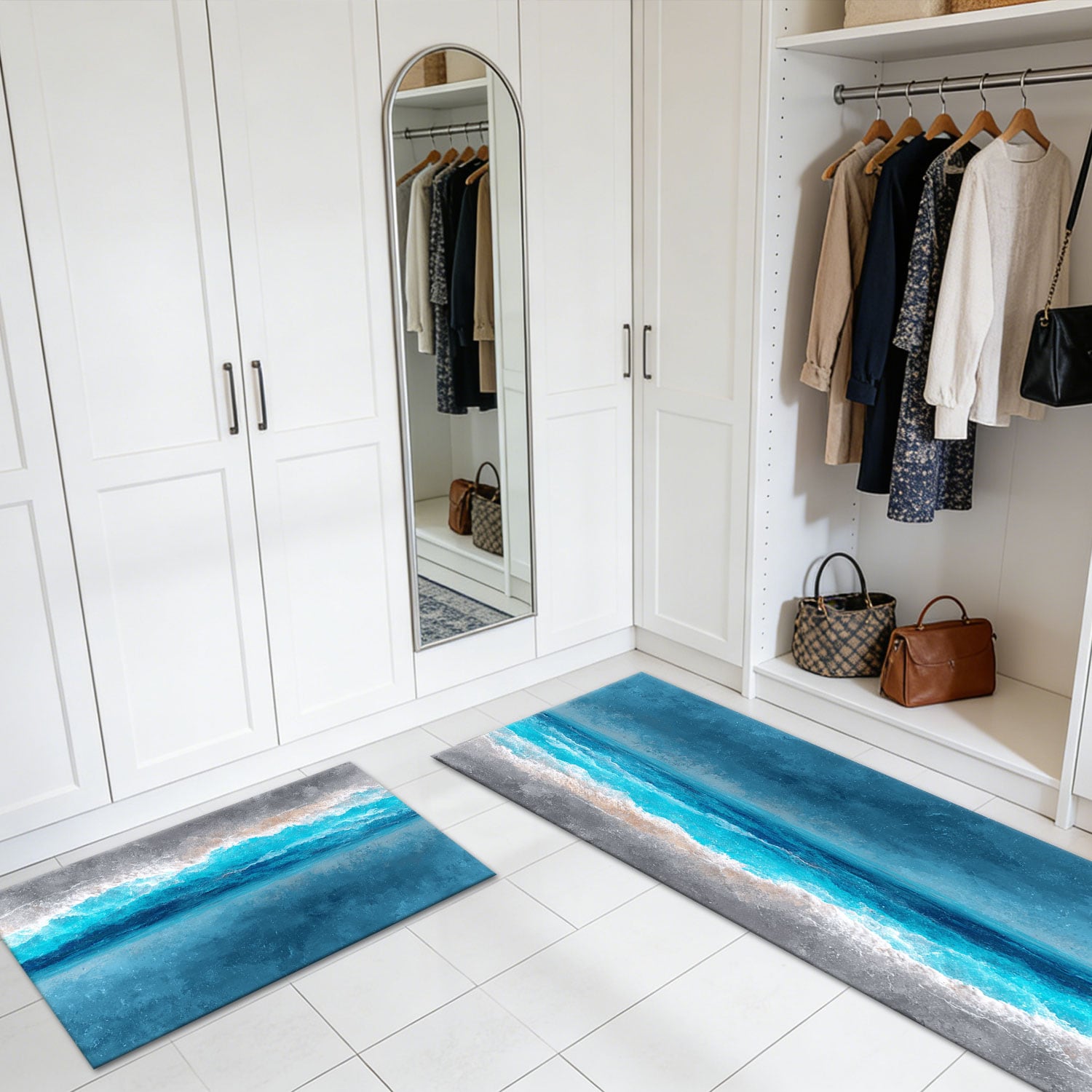 Three-piece Kitchen Rug Set Non-slip And Washable Abstract Pattern_voghion.com